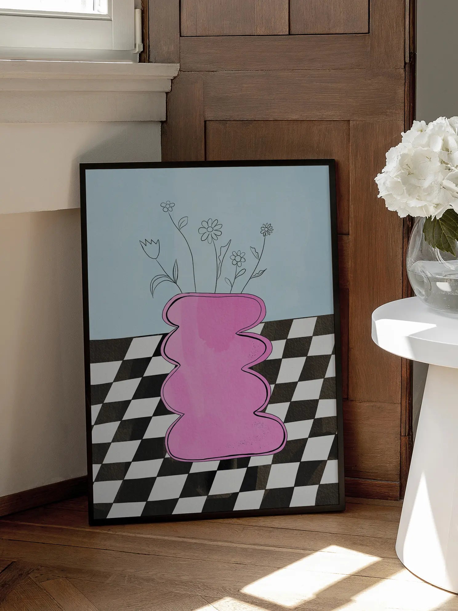 Pink Wiggly Vase Poster