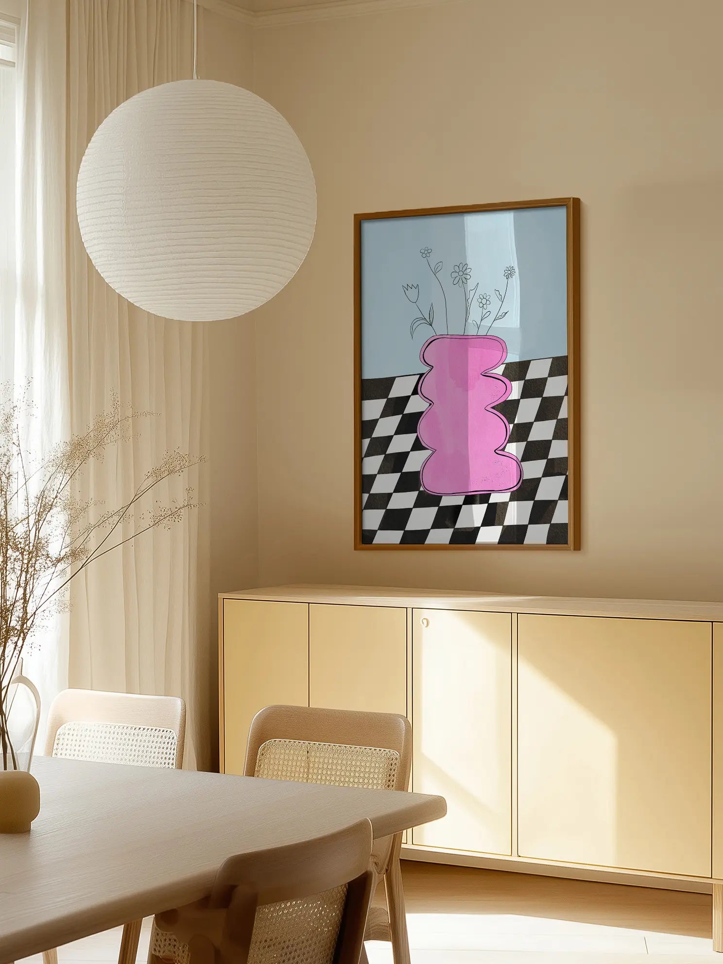 Pink Wiggly Vase Poster