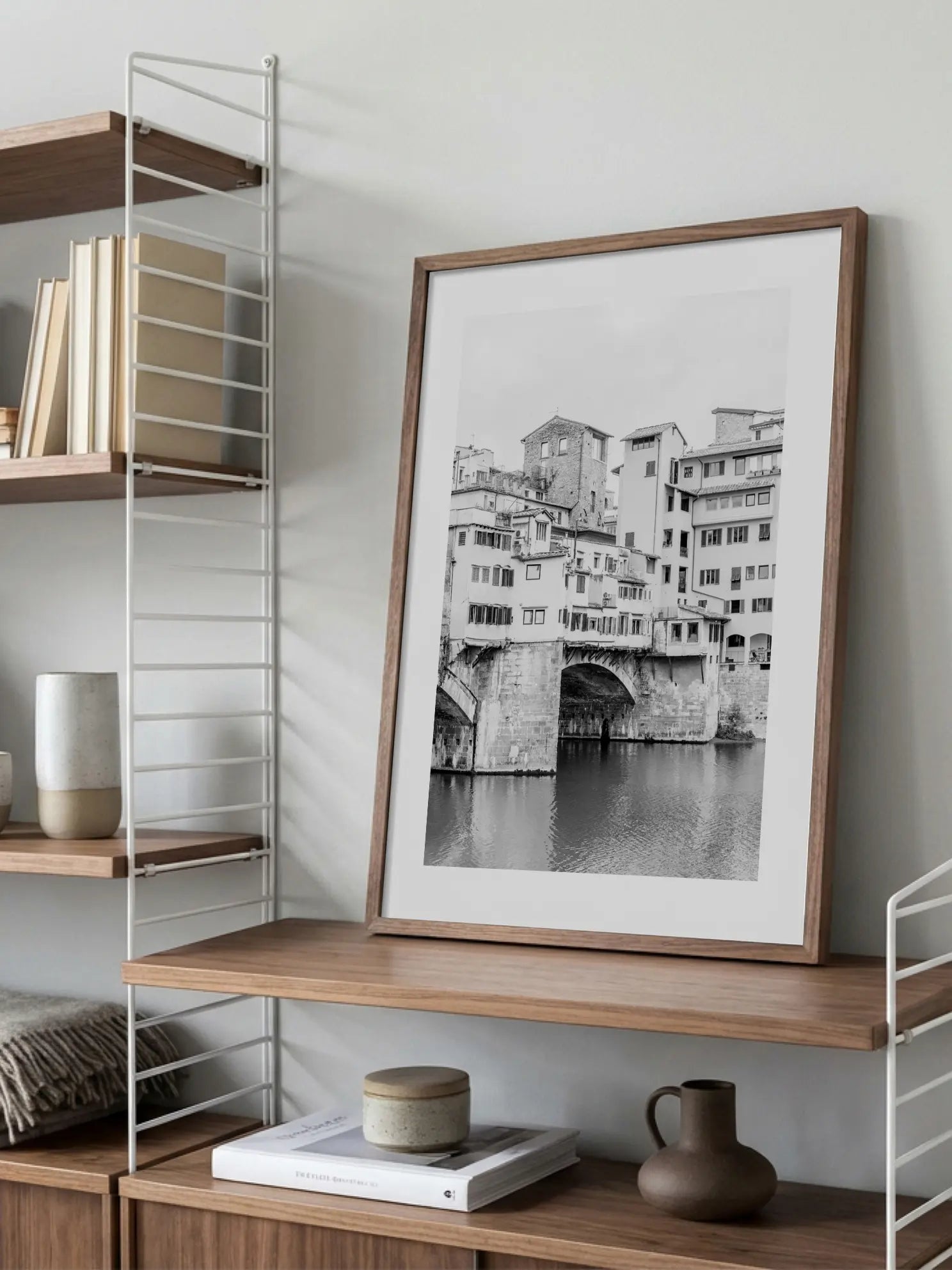 Ponte Vecchio Black and White Poster
