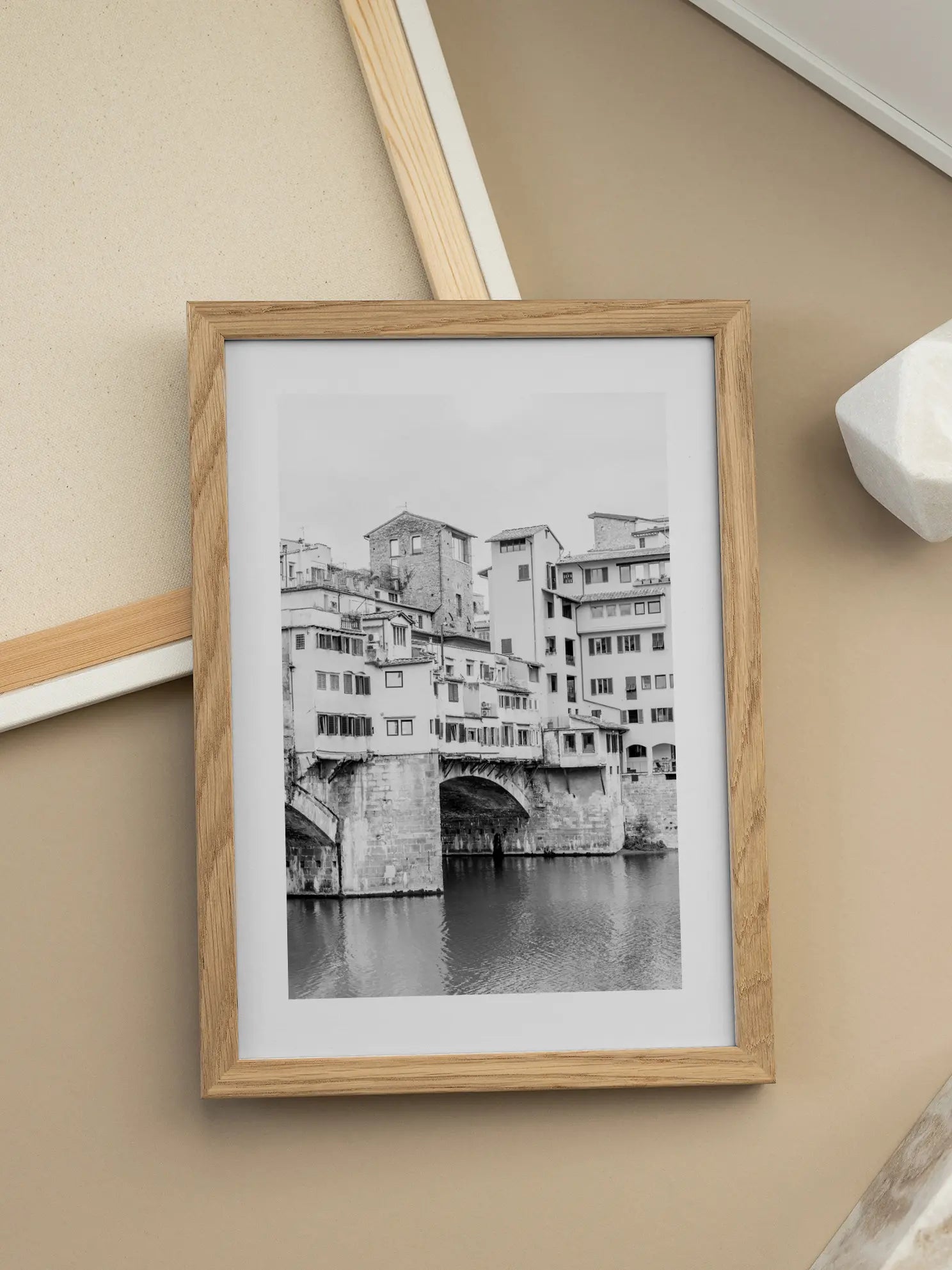 Ponte Vecchio Black and White Poster