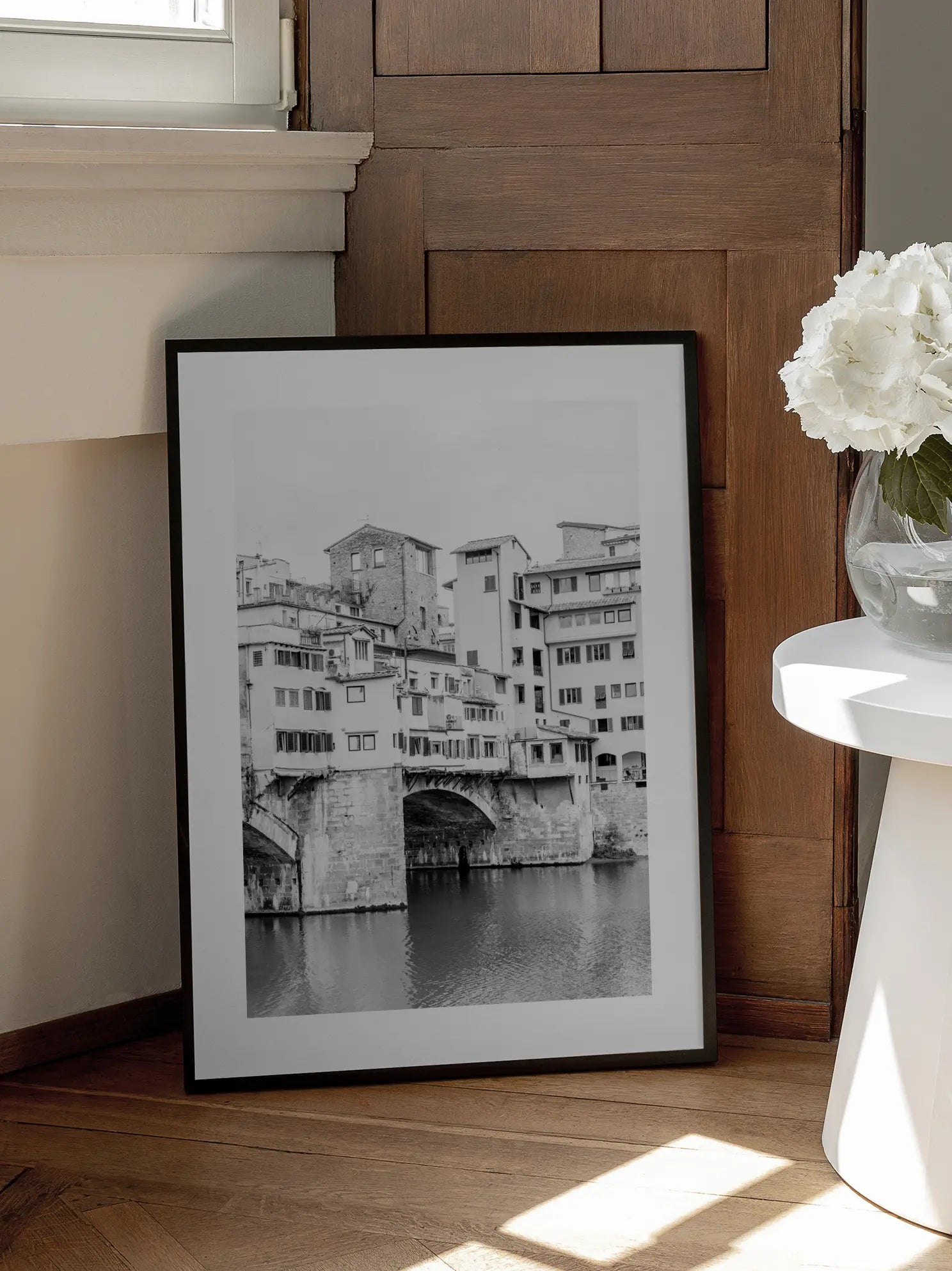 Ponte Vecchio Black and White Poster