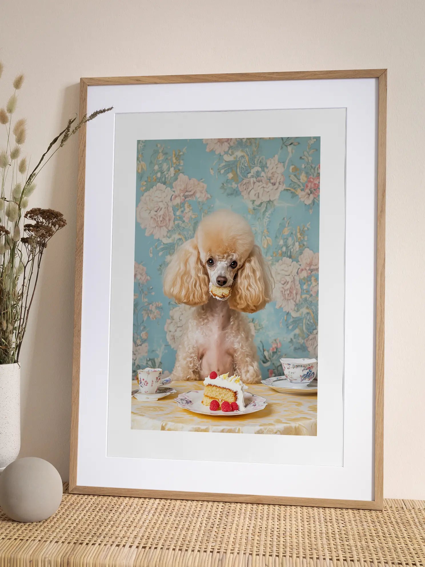 Poodle Eating Cake Poster