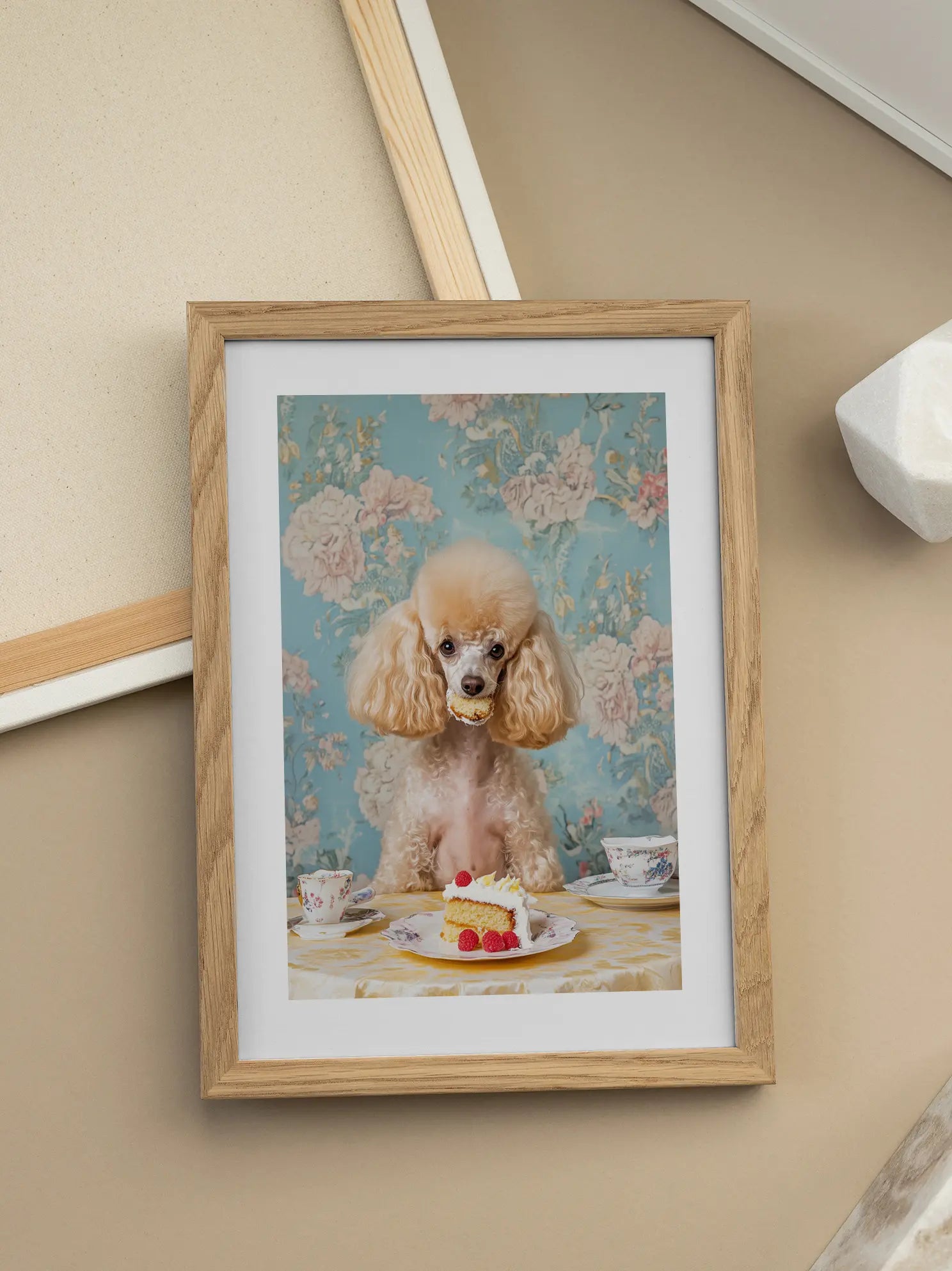 Poodle Eating Cake Poster