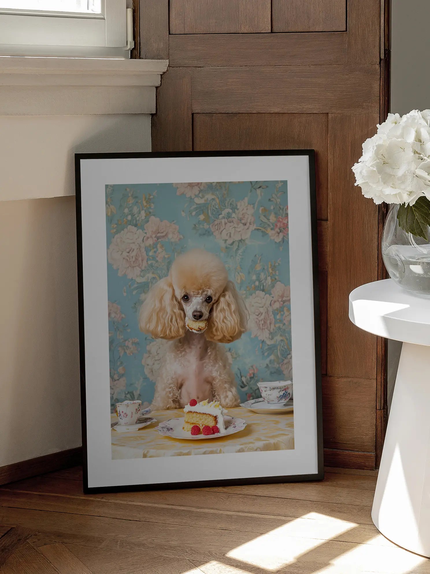 Poodle Eating Cake Poster