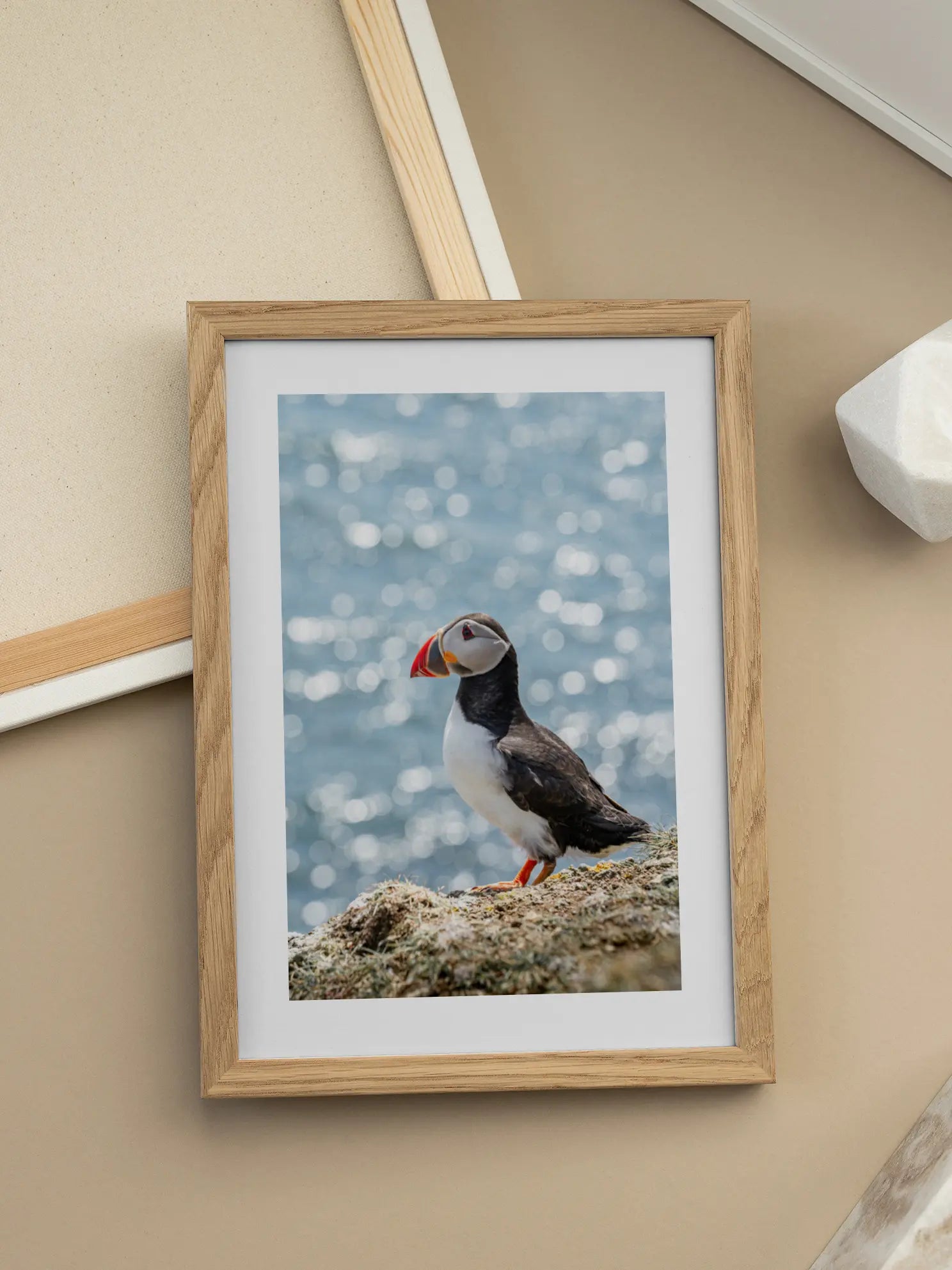 Puffin on a Cliff Poster