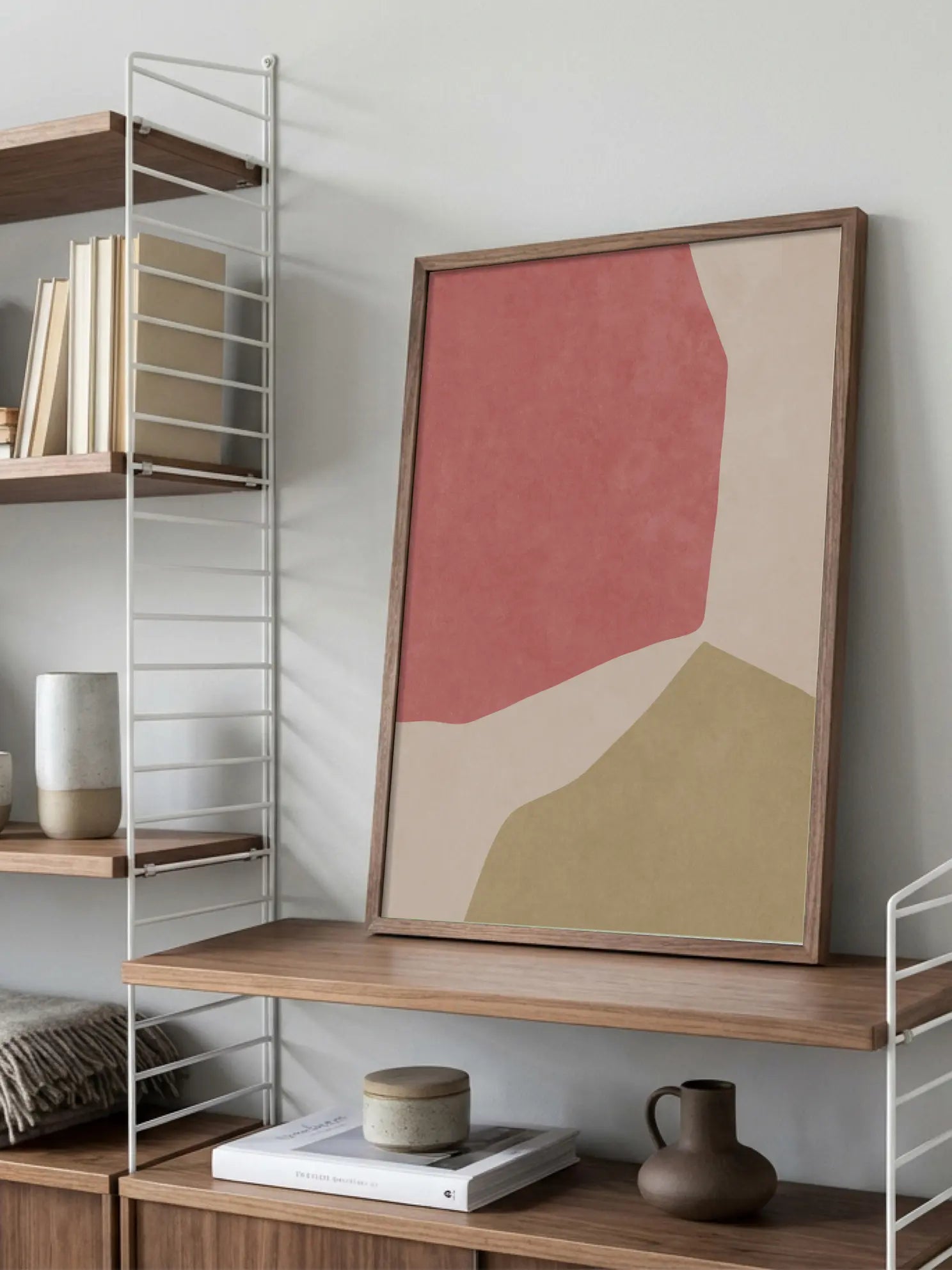 Red and Beige Shapes Poster
