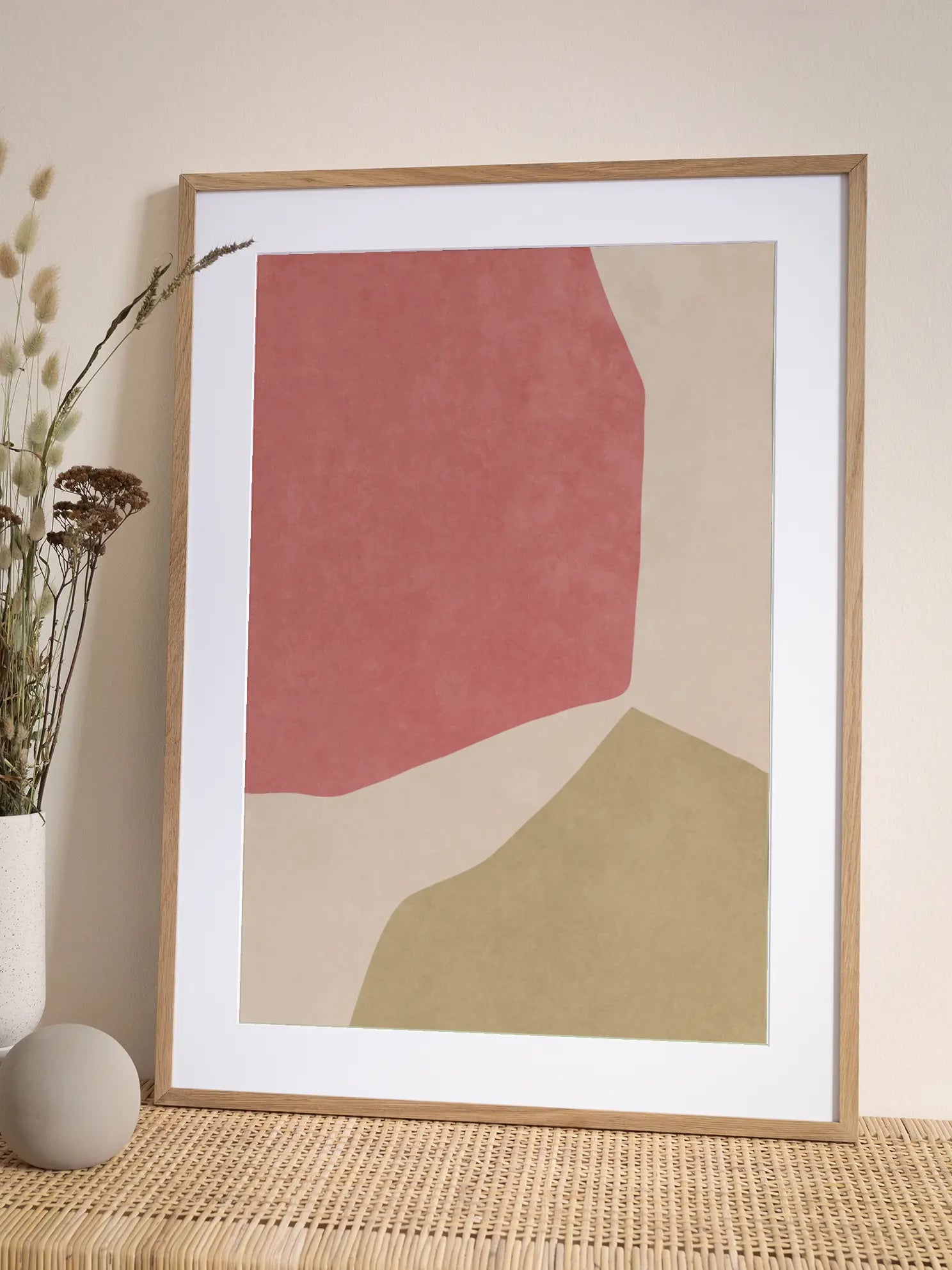 Red and Beige Shapes Poster