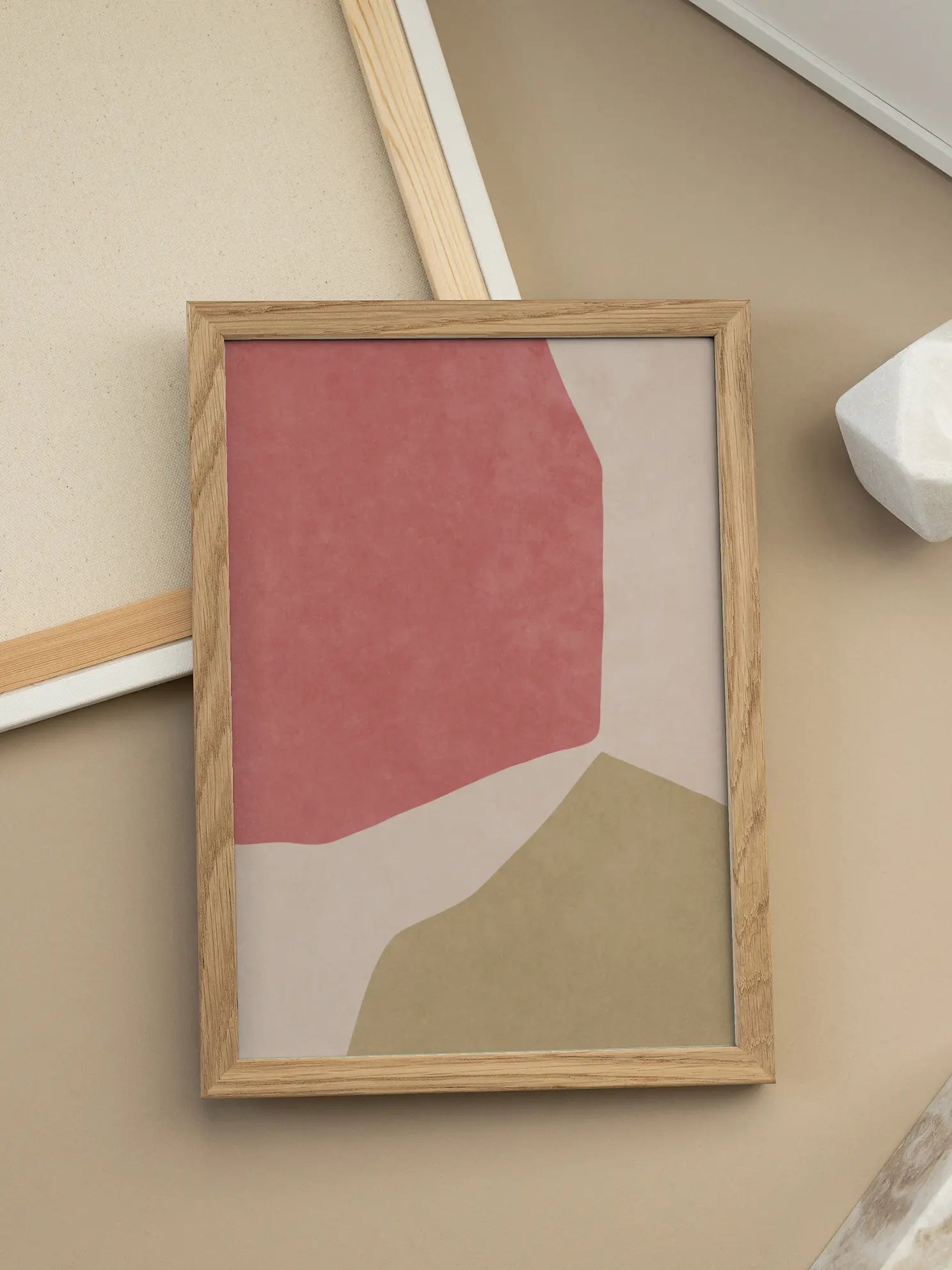 Red and Beige Shapes Poster