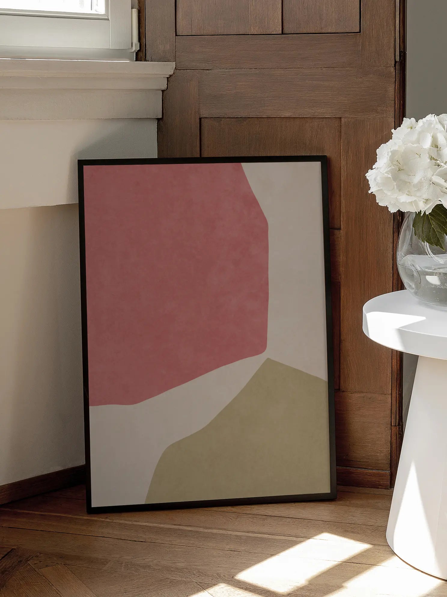 Red and Beige Shapes Poster