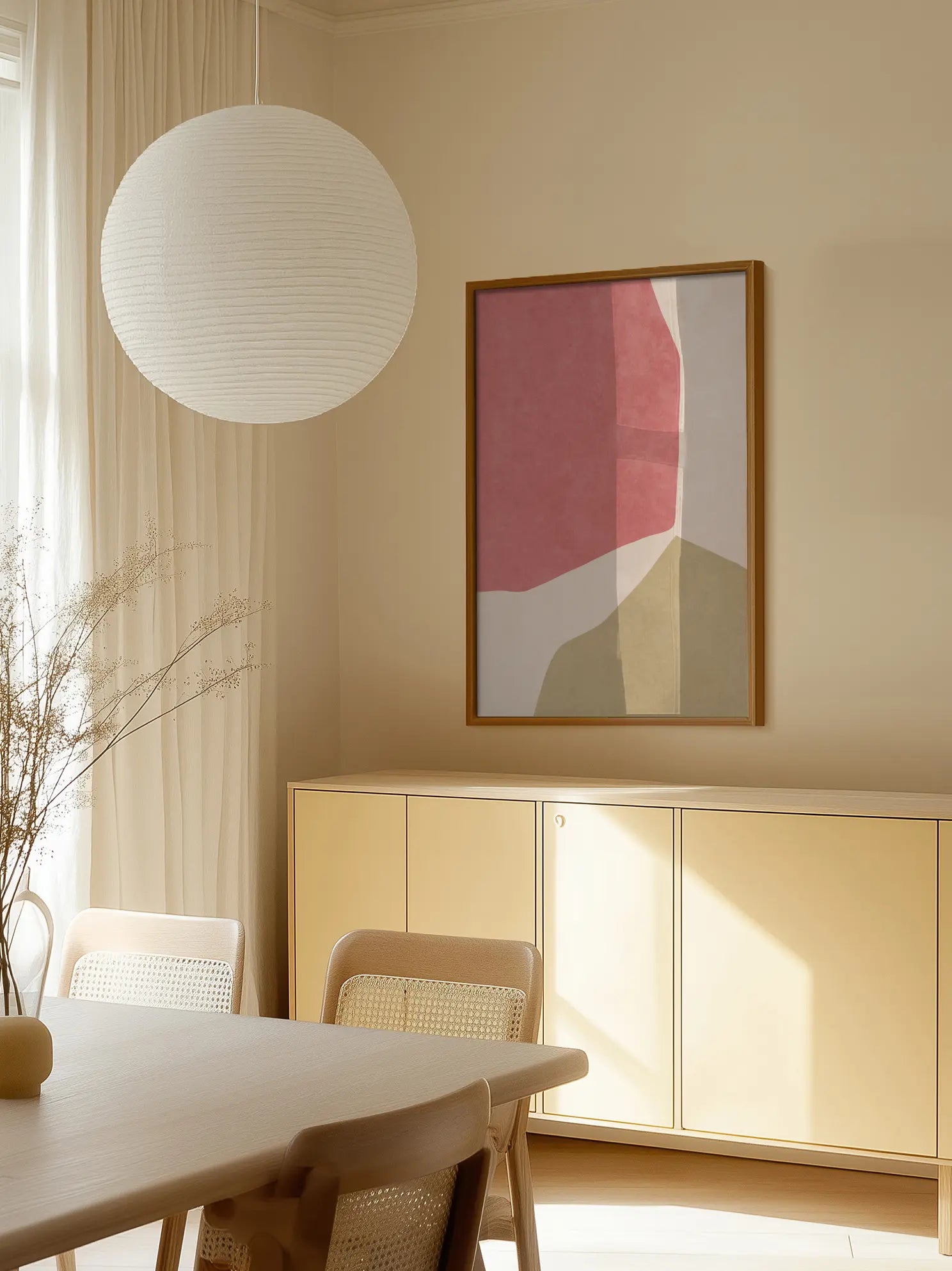 Red and Beige Shapes Poster