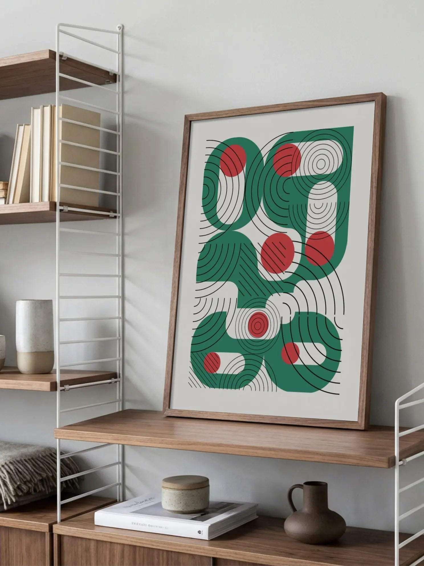 Red and Green Shapes Poster