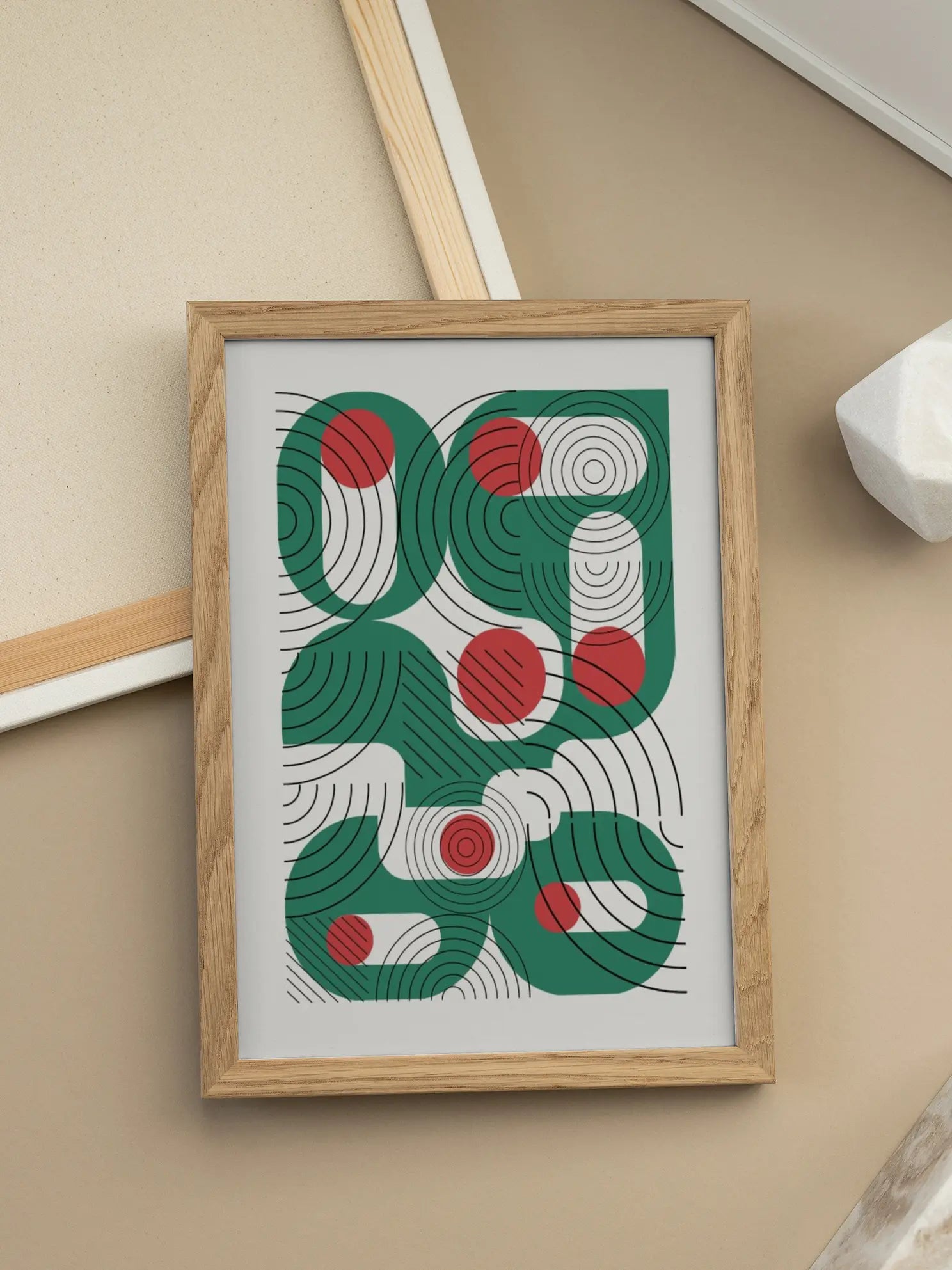 Red and Green Shapes Poster