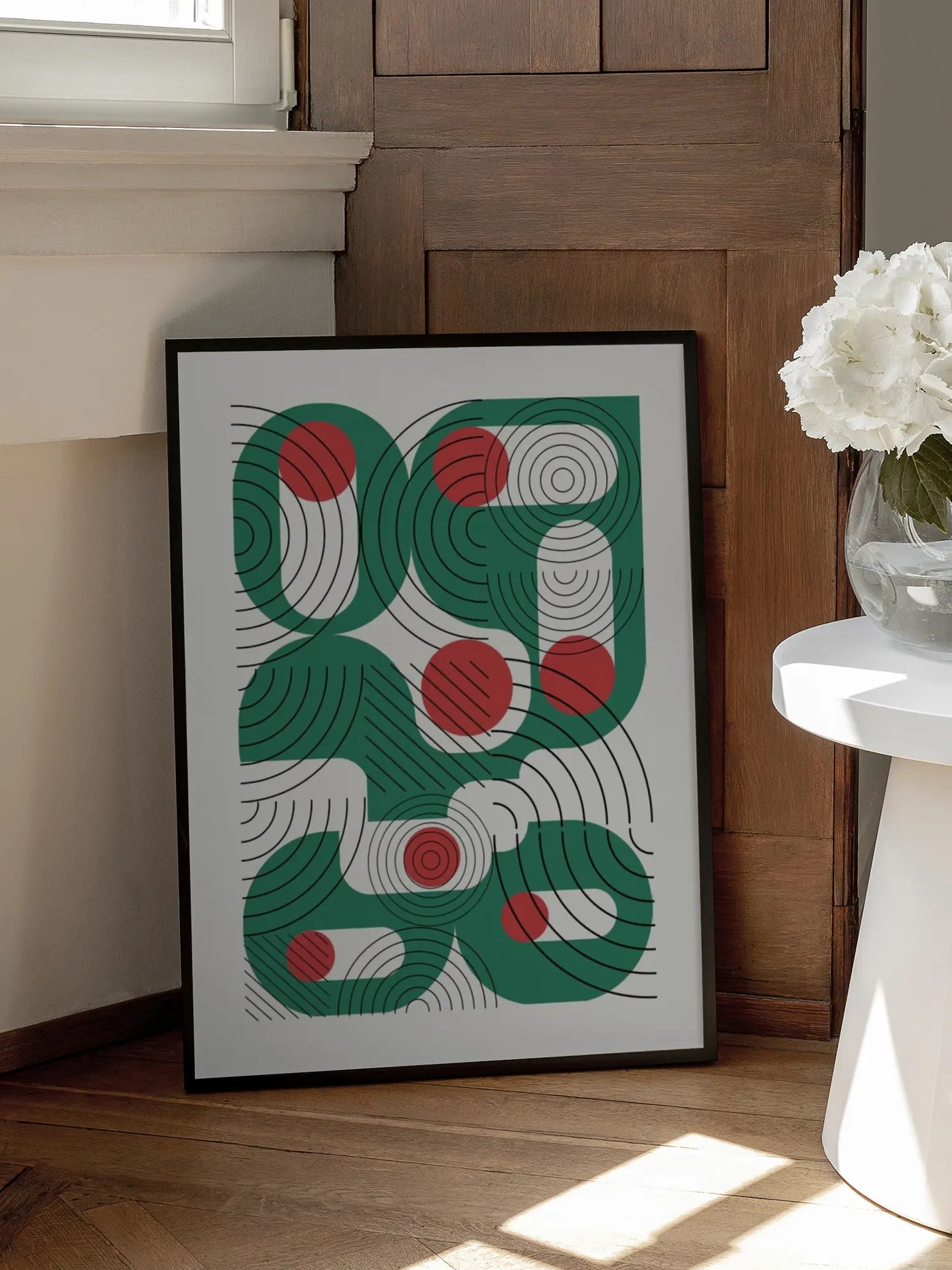 Red and Green Shapes Poster