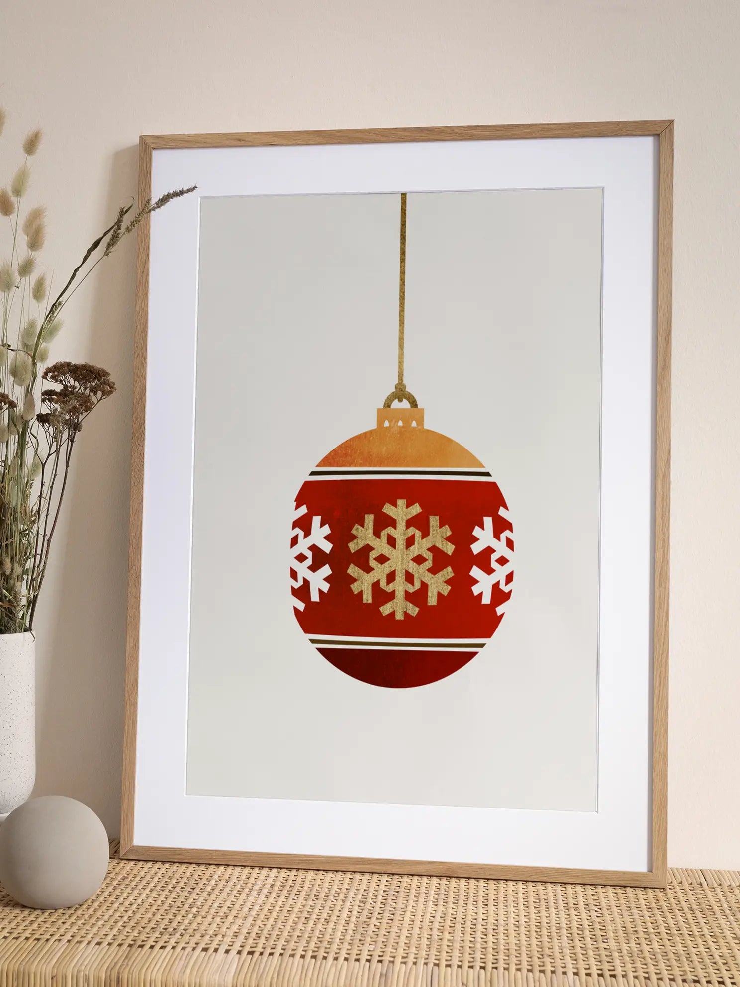 Red Christmas Bauble Poster