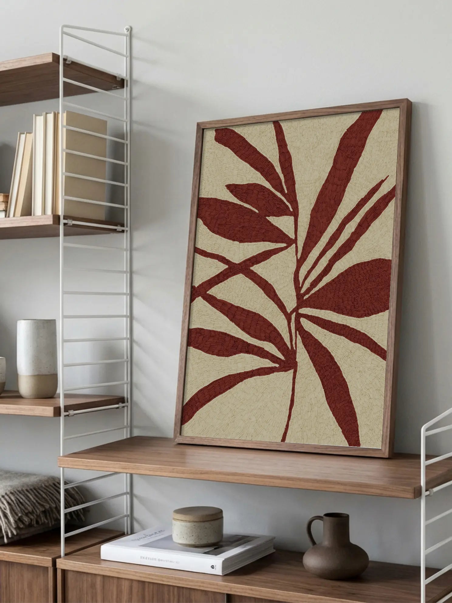 Red Leaf Silhouette Poster