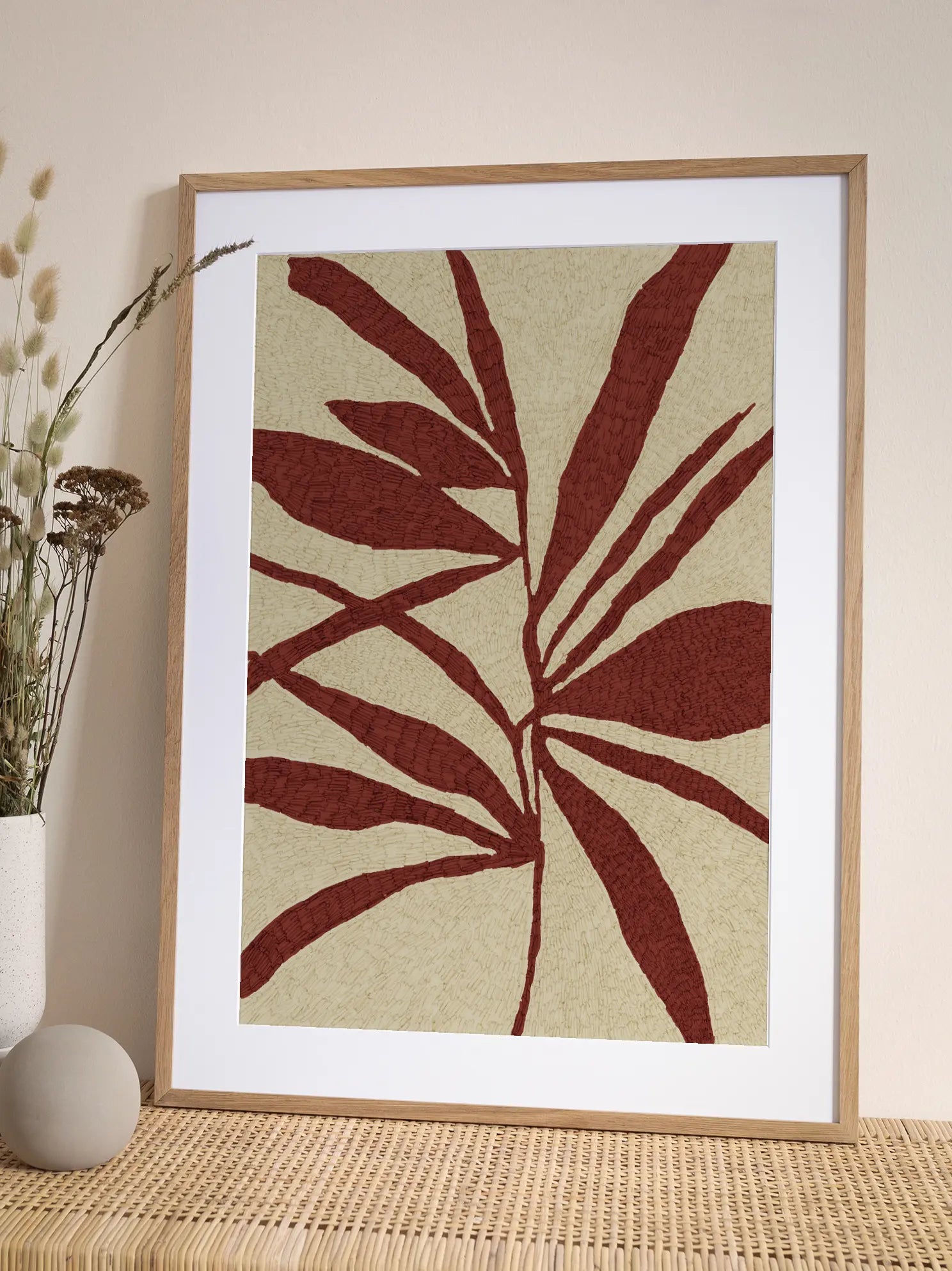 Red Leaf Silhouette Poster