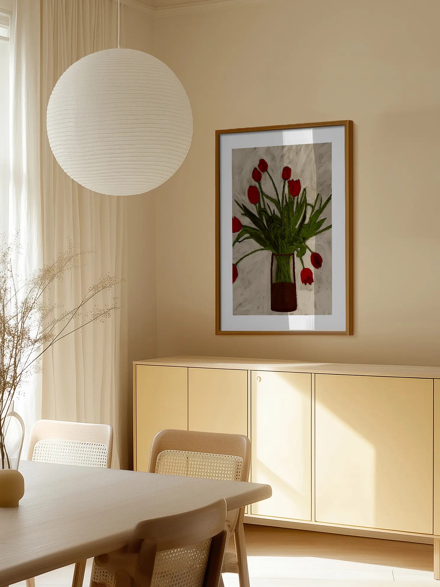 Red Tulips on Gray Poster