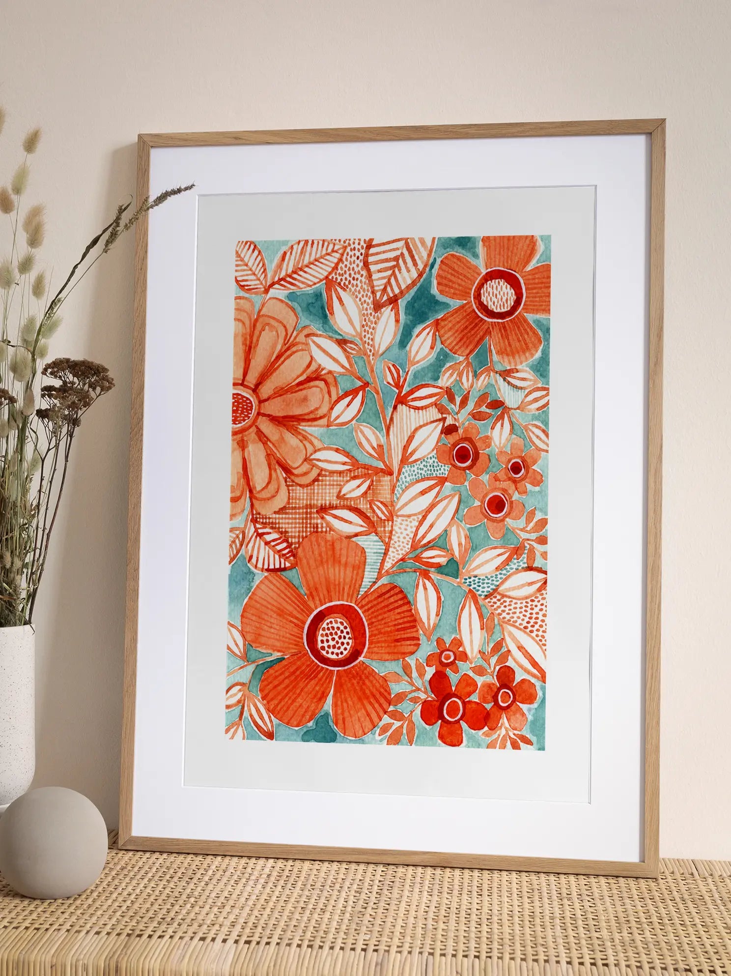 Retro Floral Pattern Poster