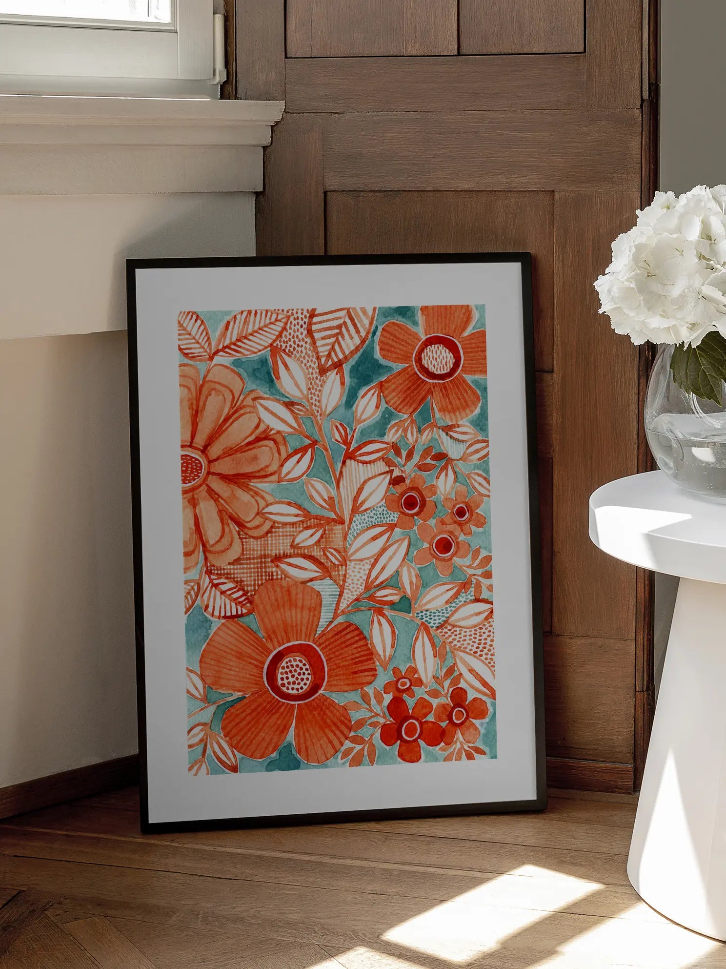 Retro Floral Pattern Poster