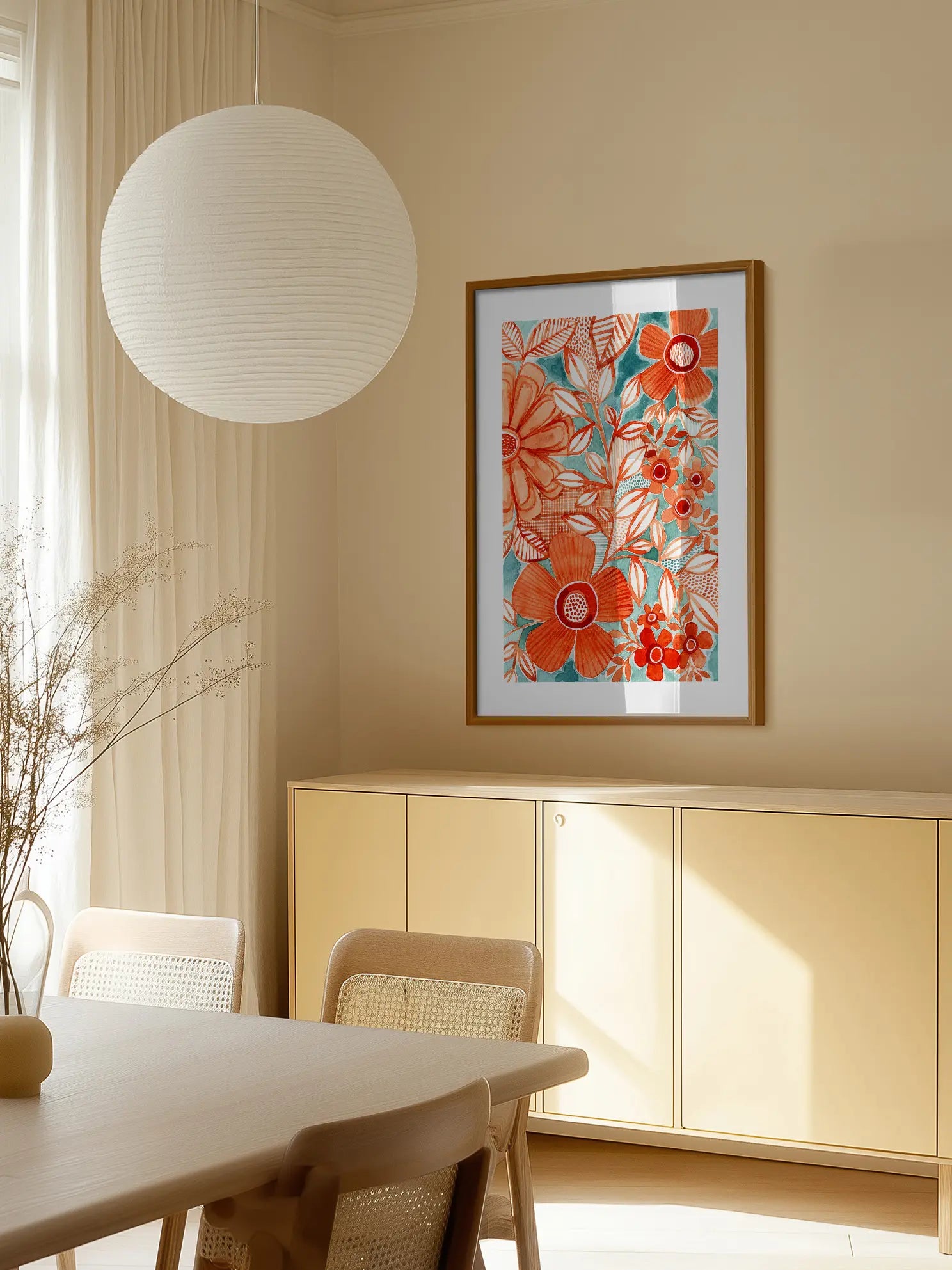 Retro Floral Pattern Poster
