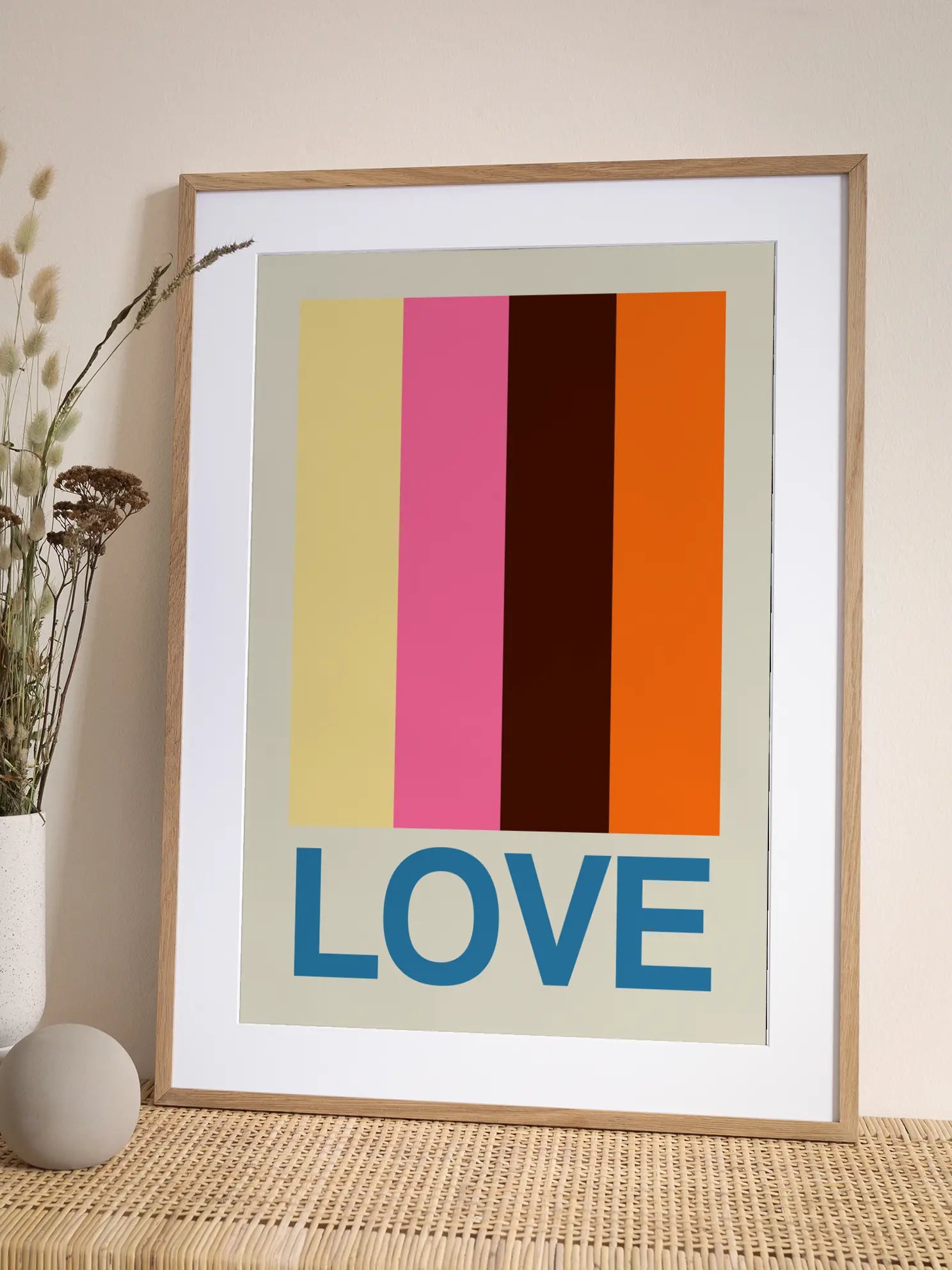 Retro Stripe LOVE Summer Fruits Poster