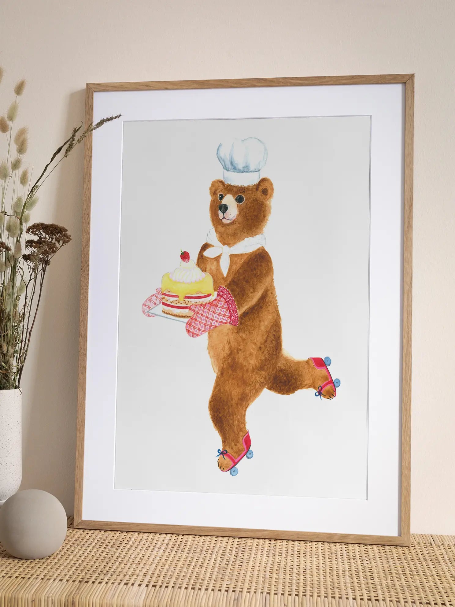 Roller Skating Bear Poster