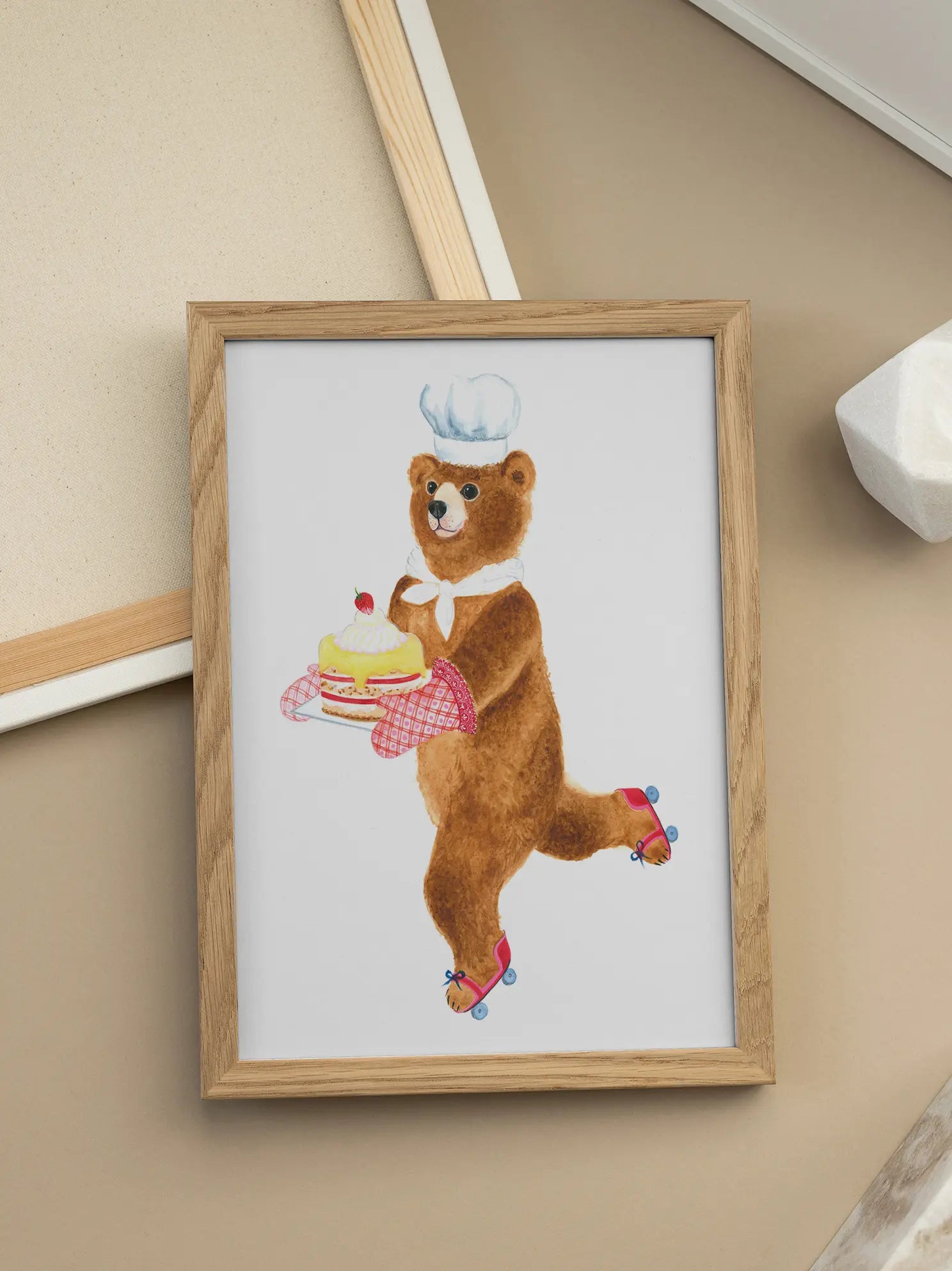Roller Skating Bear Poster