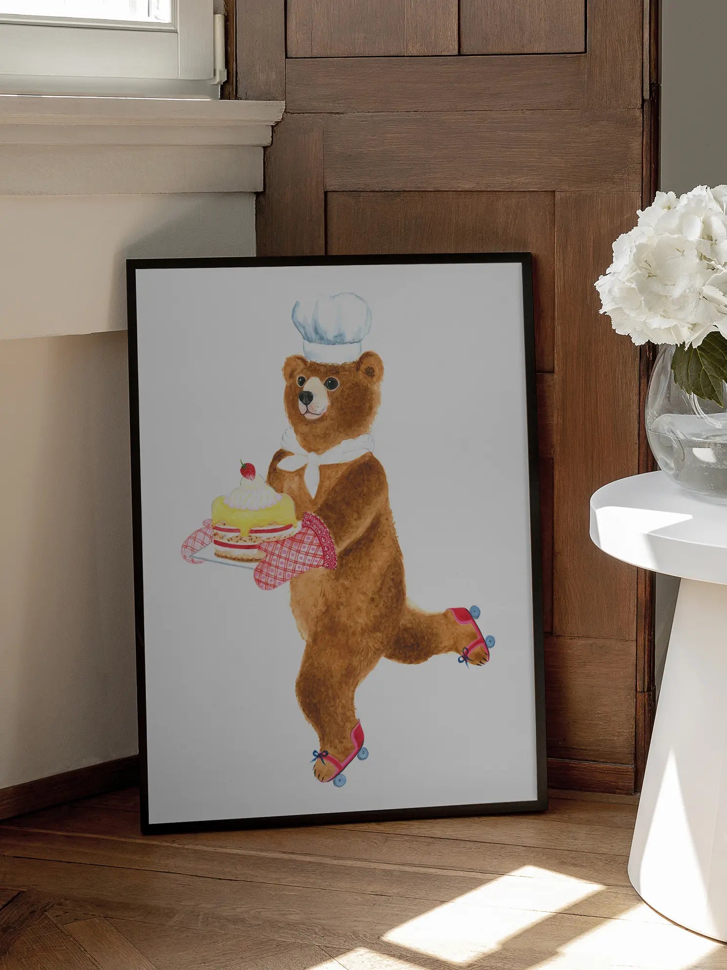 Roller Skating Bear Poster