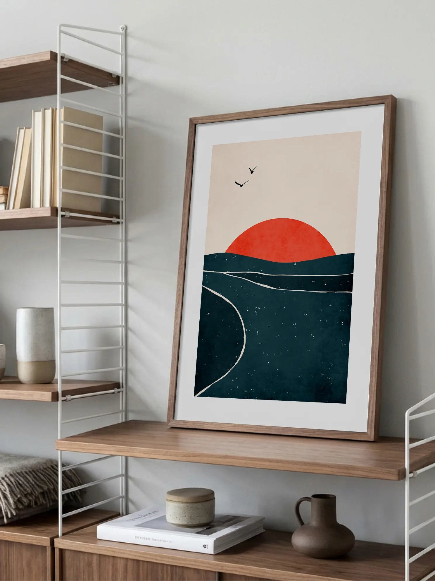 Seagulls Flying Into The Sunset Poster