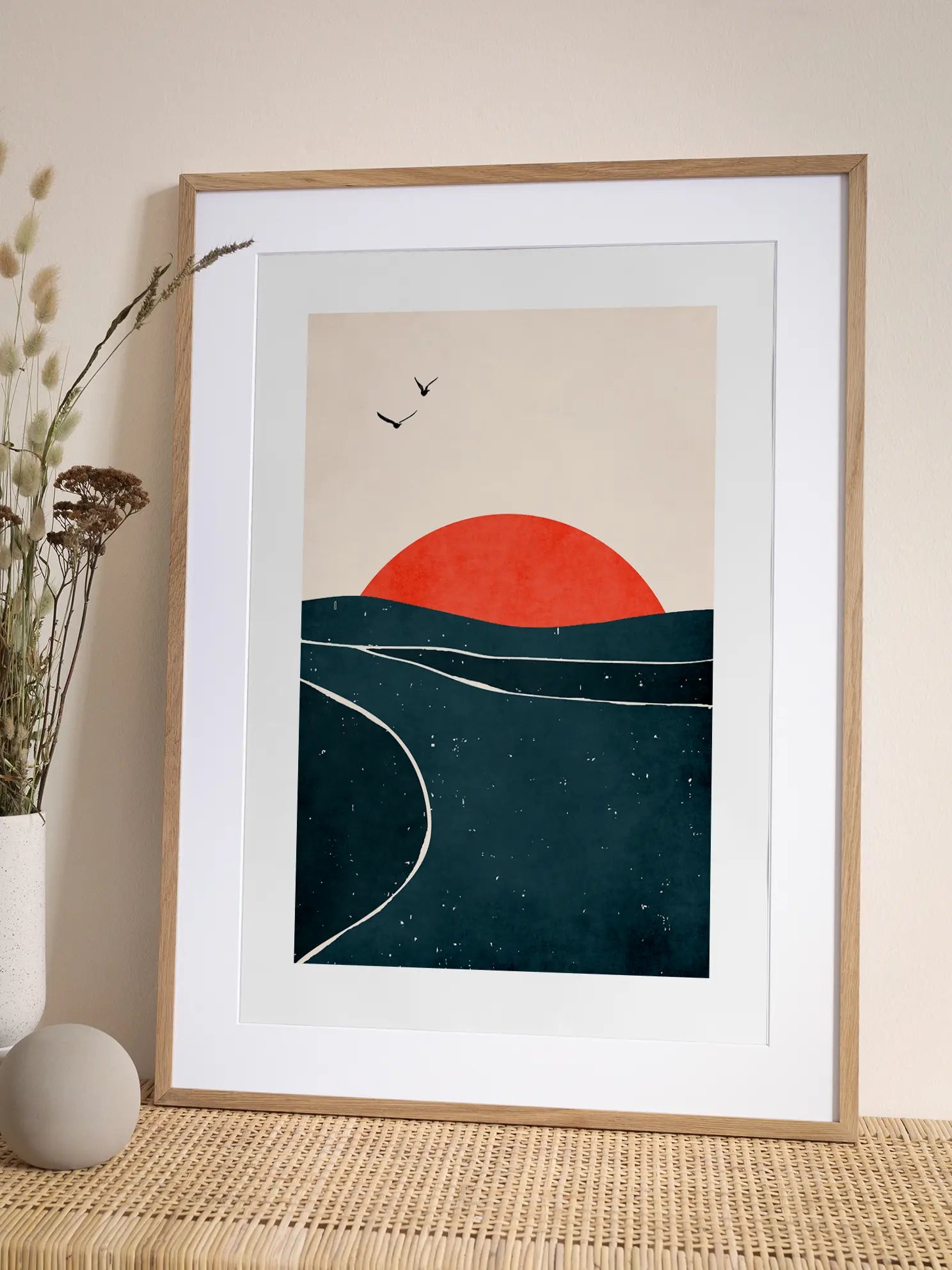 Seagulls Flying Into The Sunset Poster