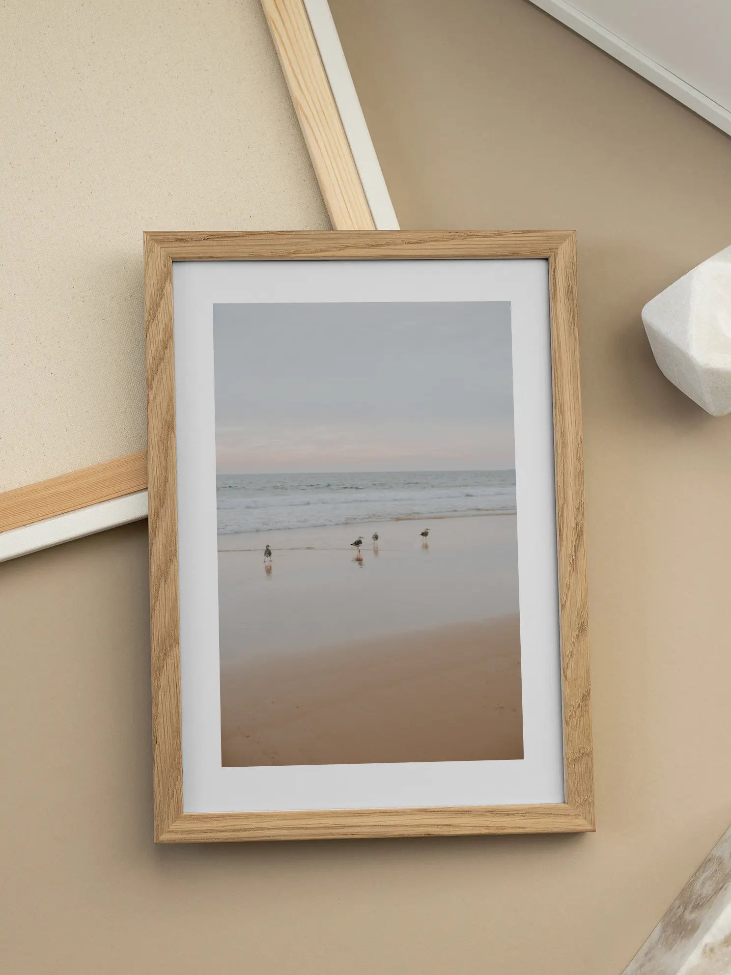 Seagulls on the Beach Poster
