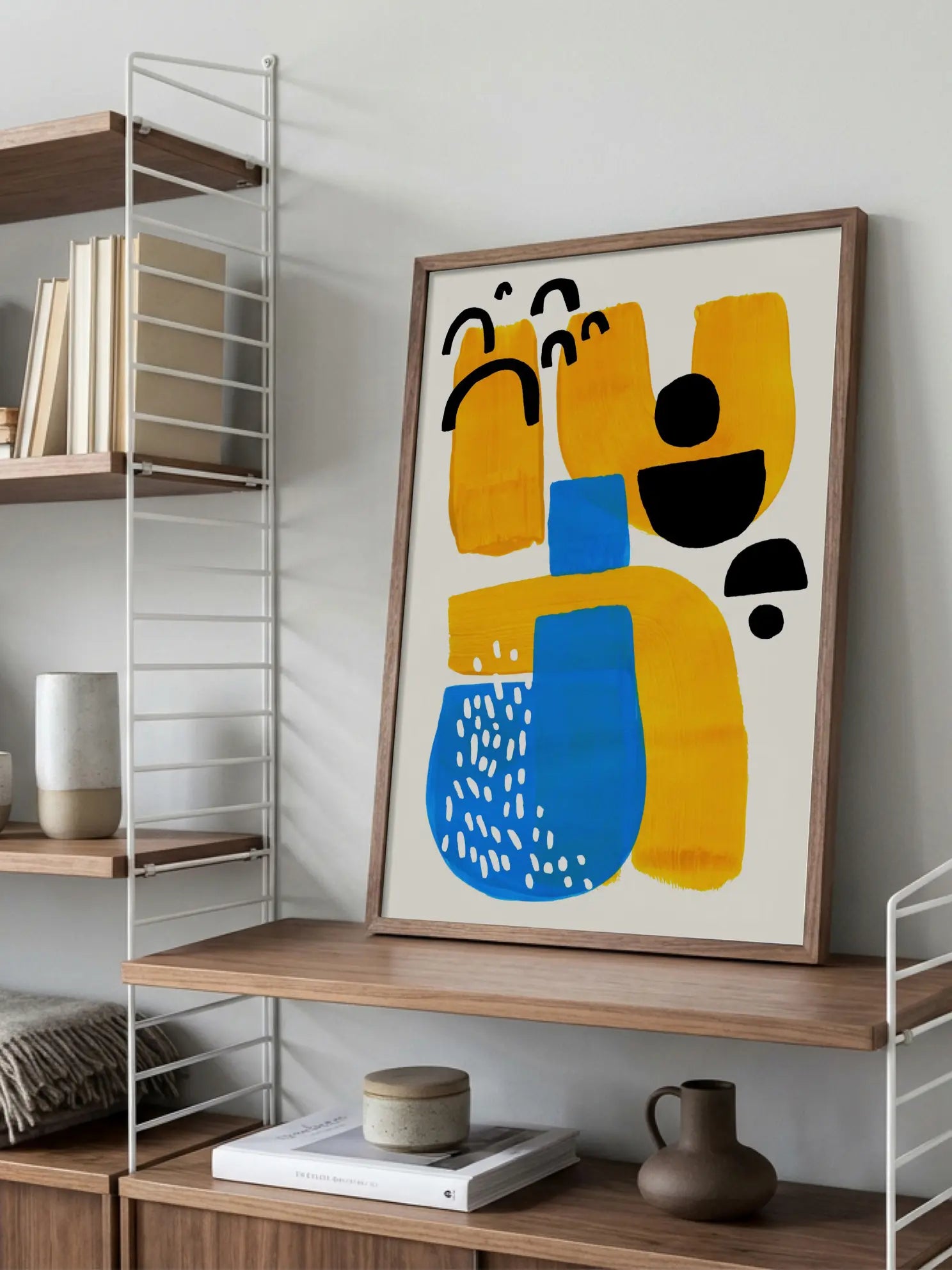 Shapes in Yellow and Blue Poster