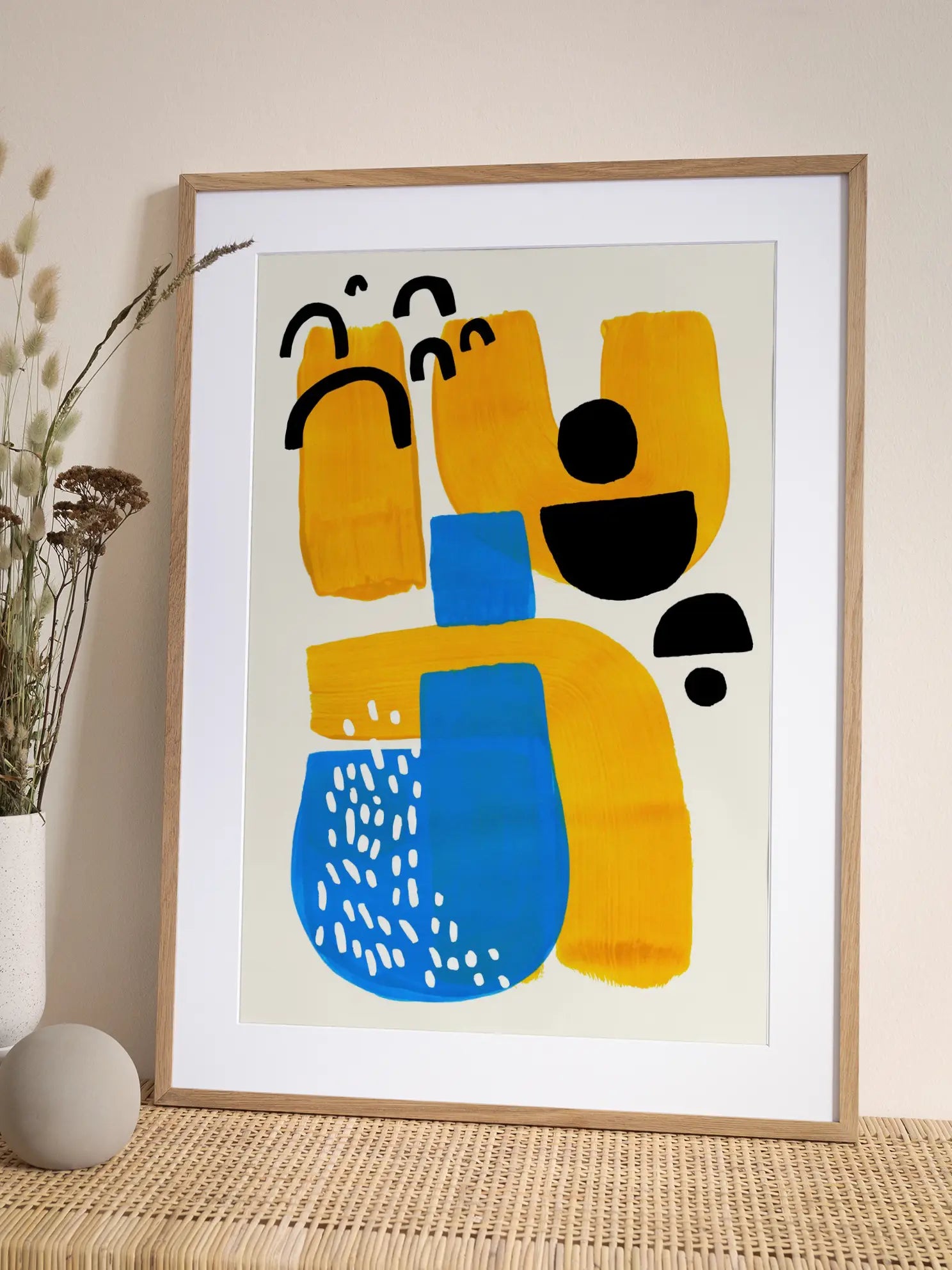 Shapes in Yellow and Blue Poster