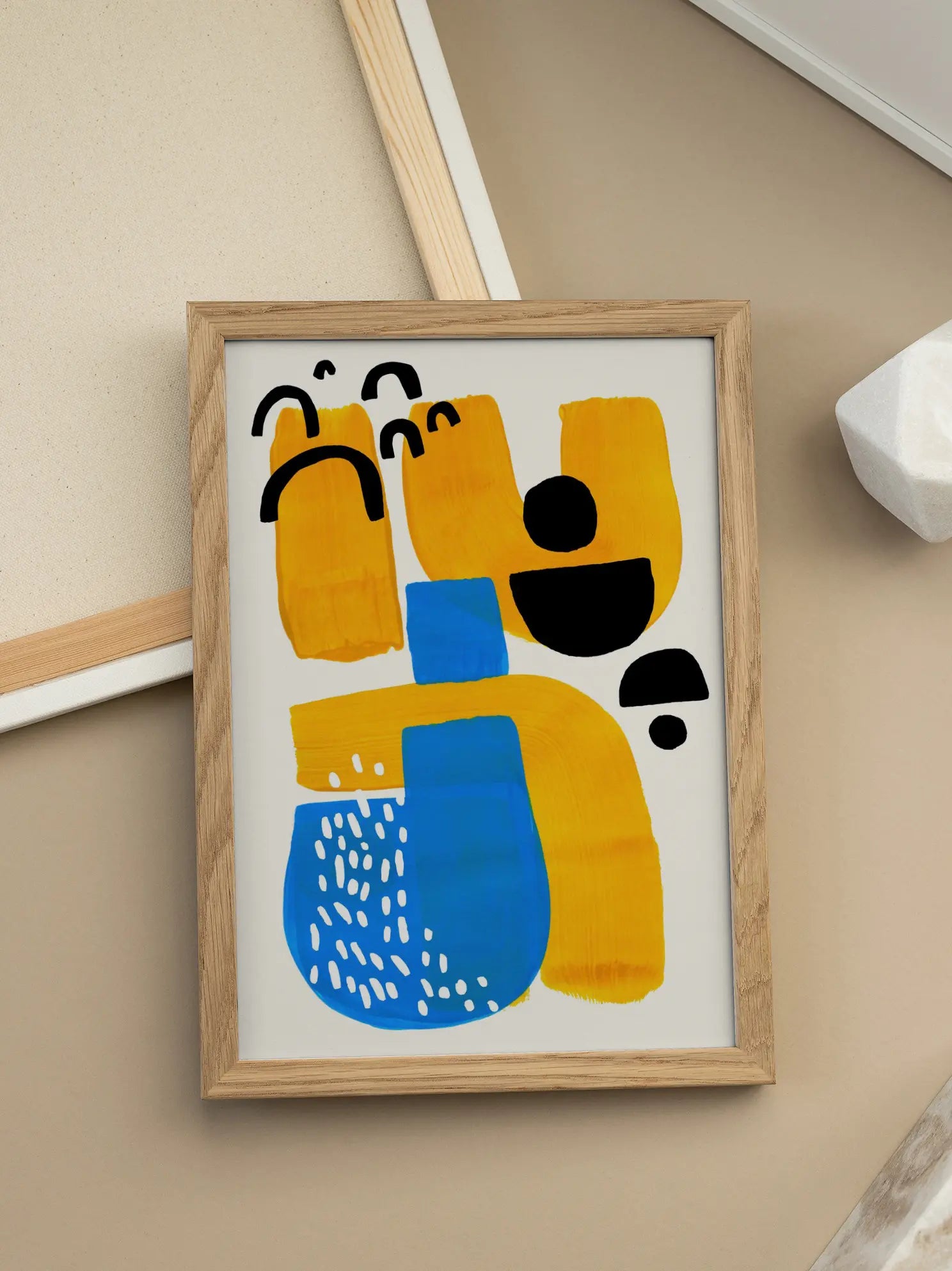 Shapes in Yellow and Blue Poster