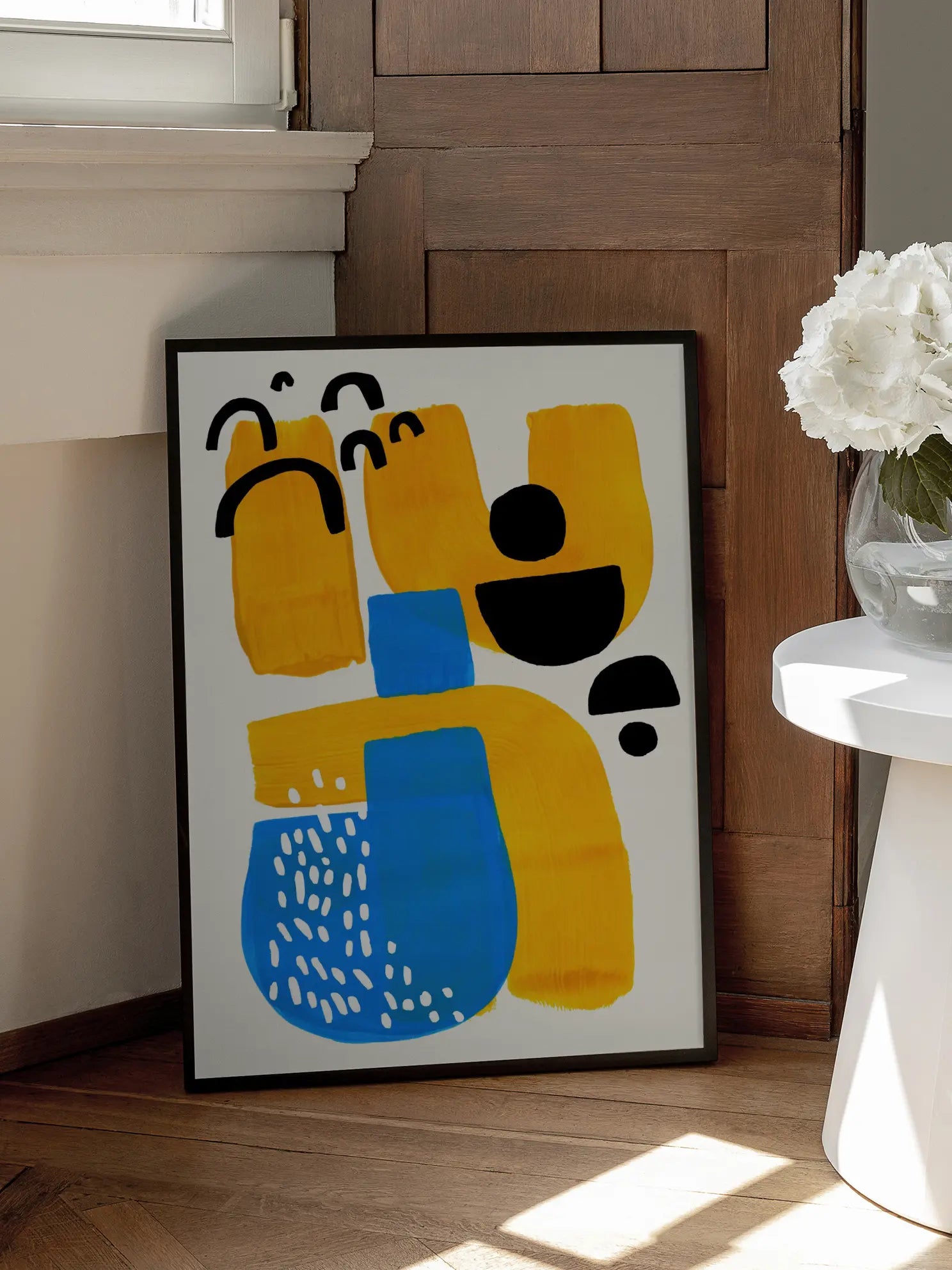 Shapes in Yellow and Blue Poster