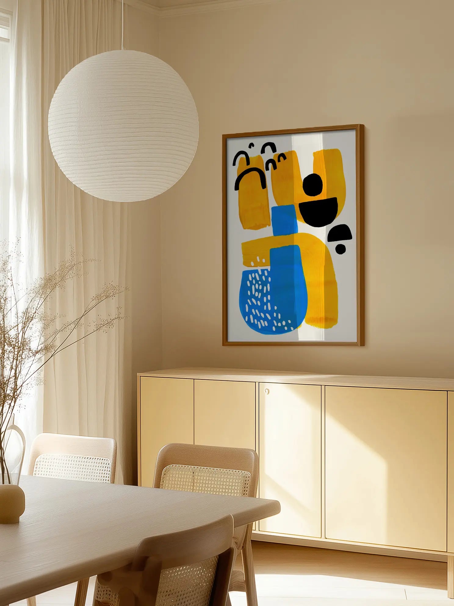 Shapes in Yellow and Blue Poster