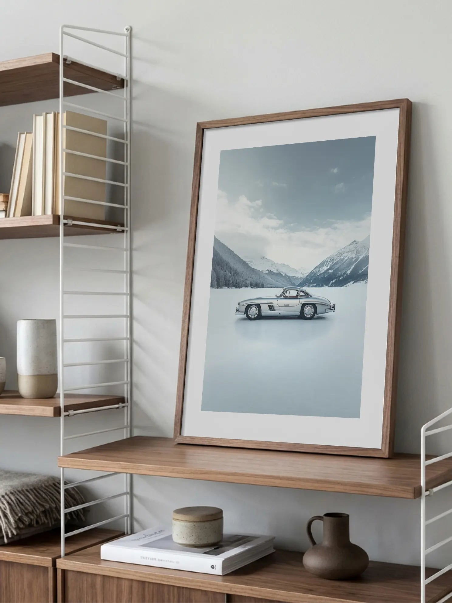 Silver Classic Car Poster