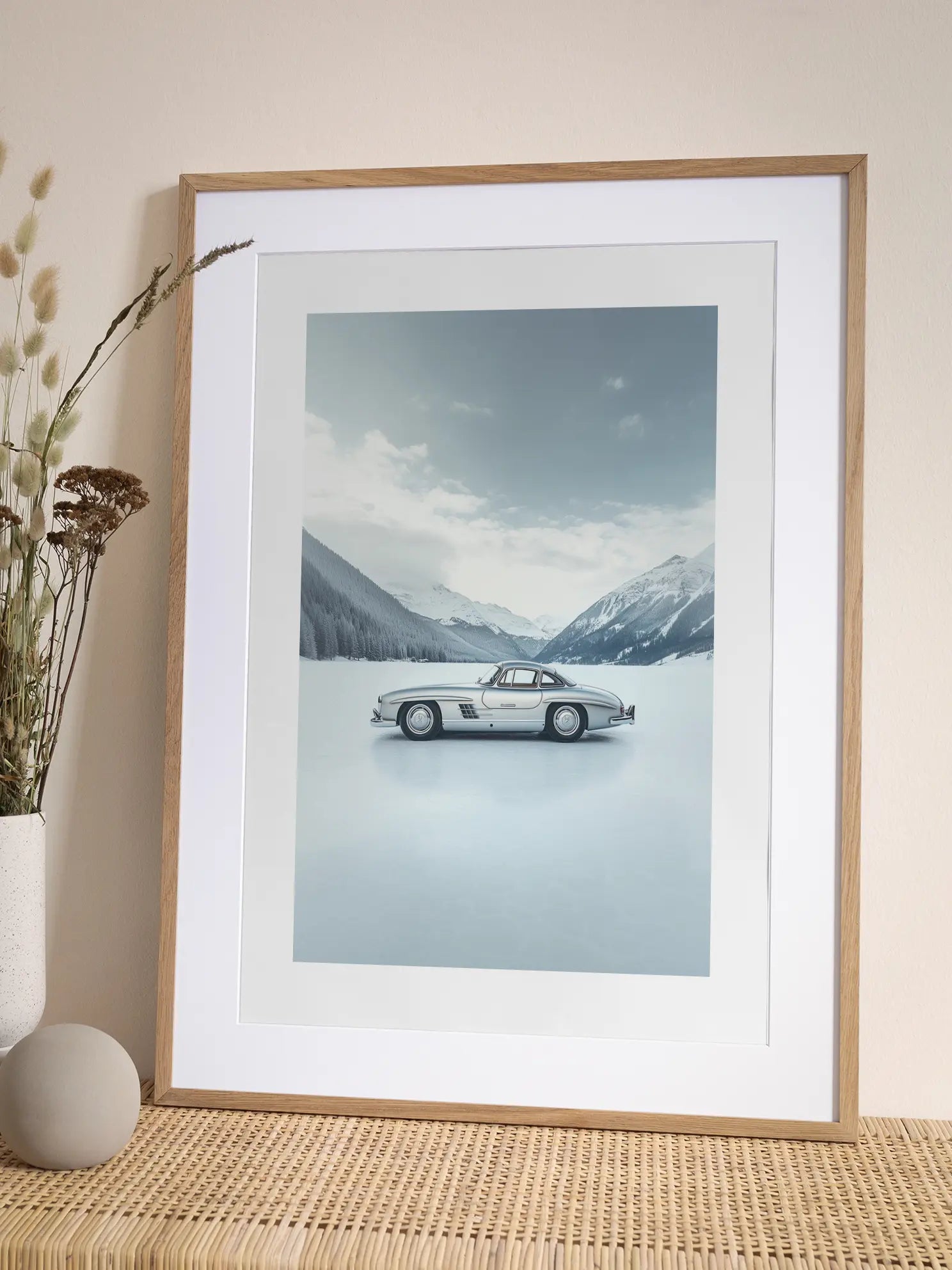 Silver Classic Car Poster