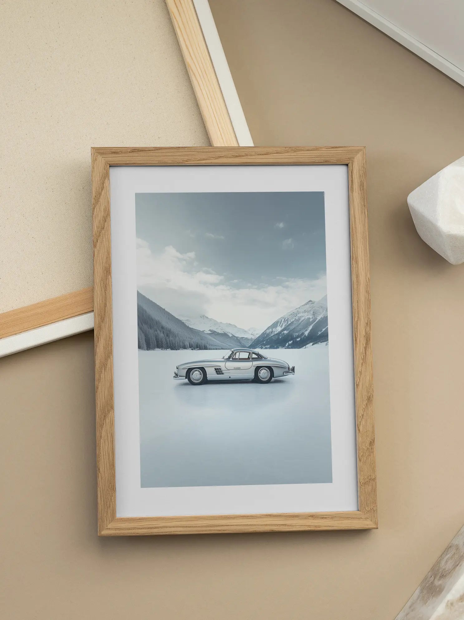 Silver Classic Car Poster