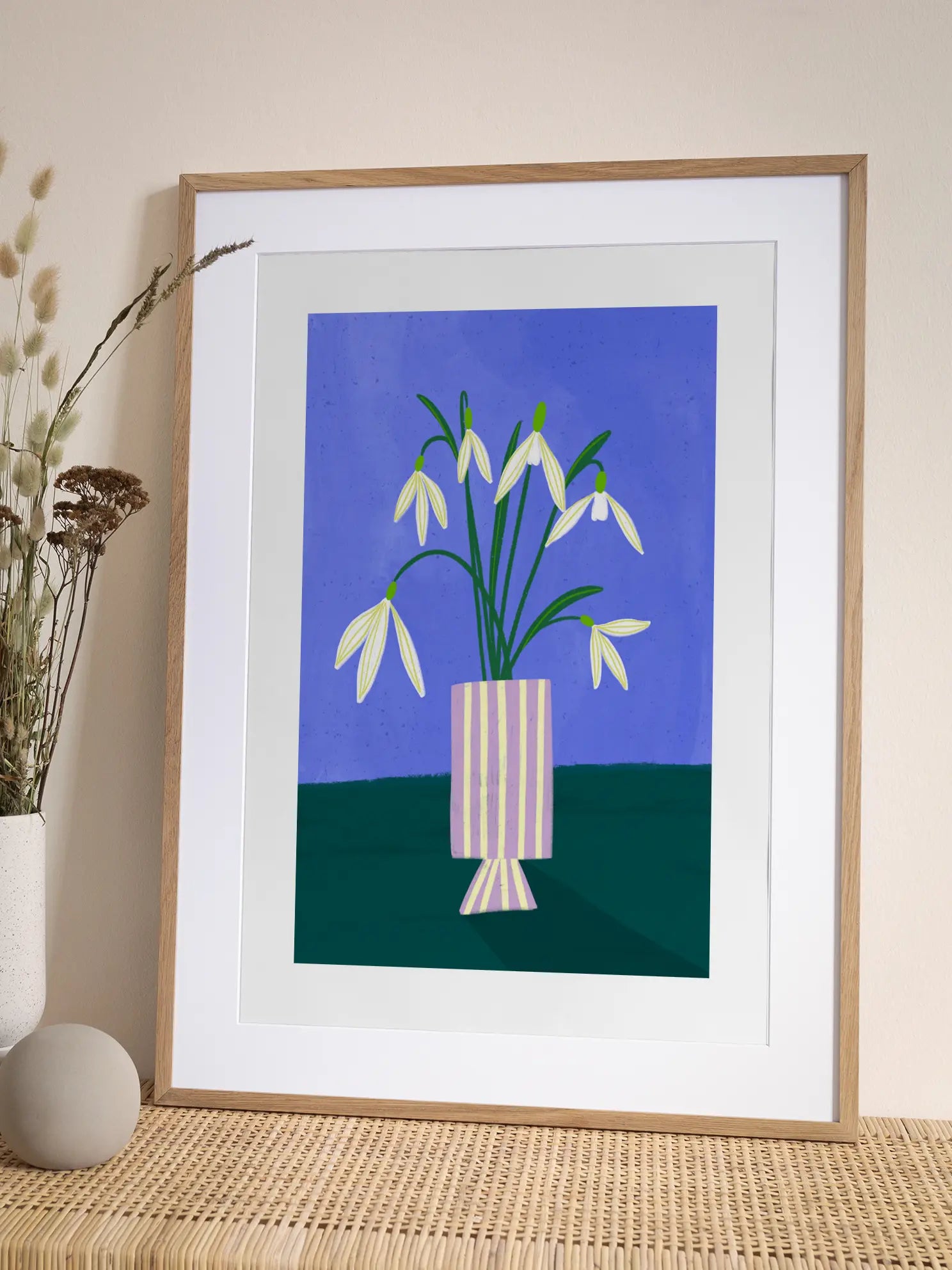 Snowdrops in Stripes Poster