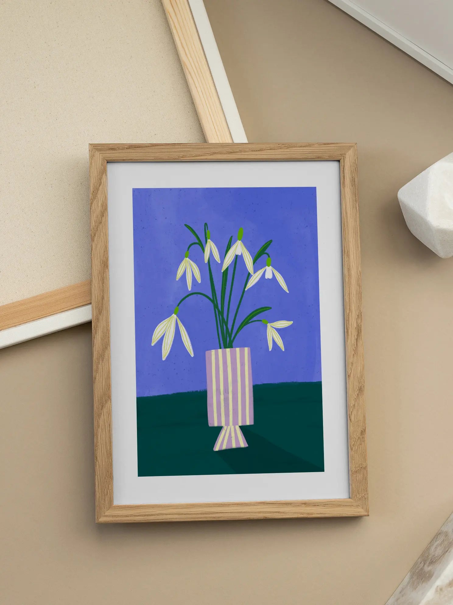 Snowdrops in Stripes Poster