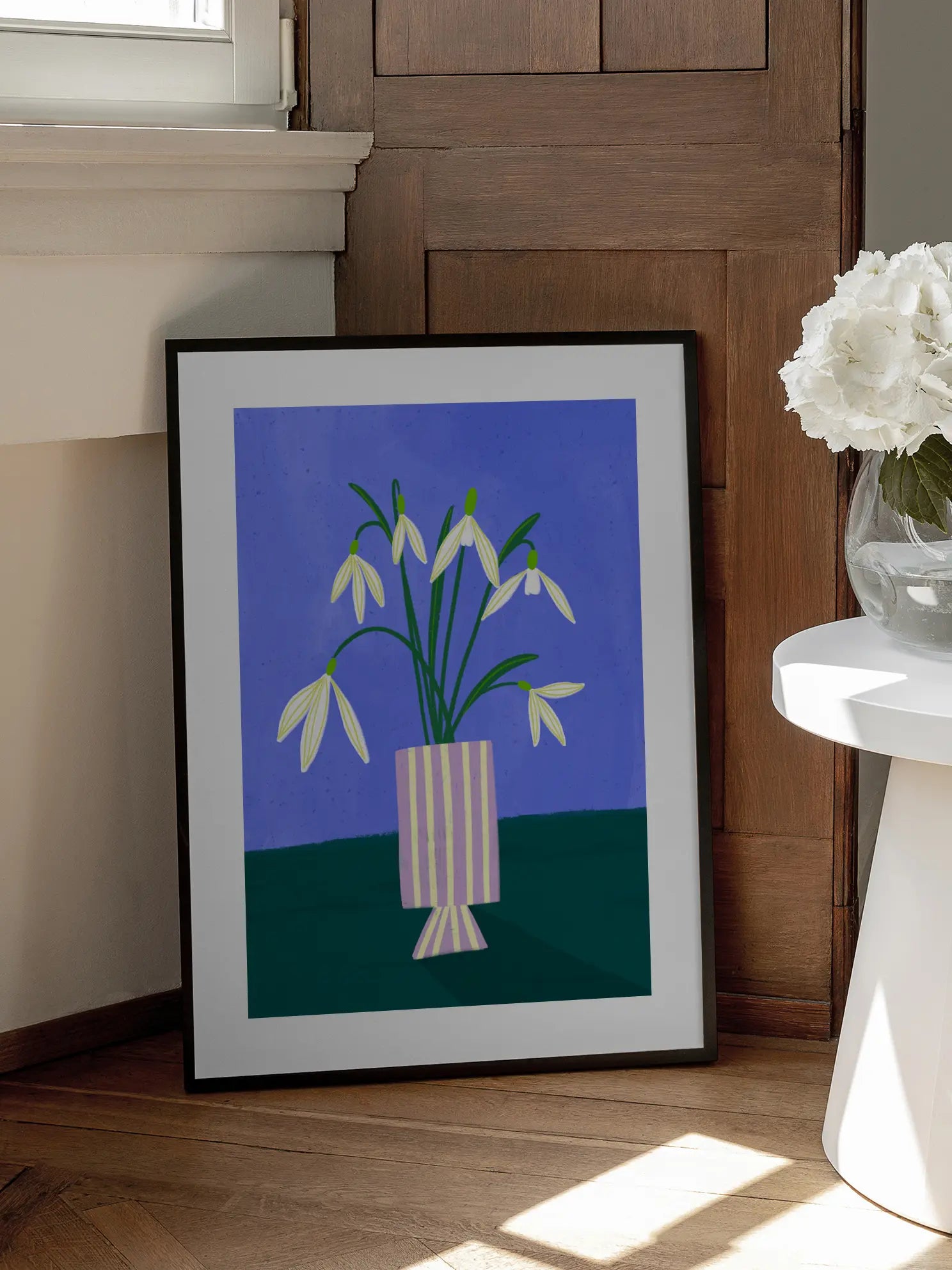 Snowdrops in Stripes Poster