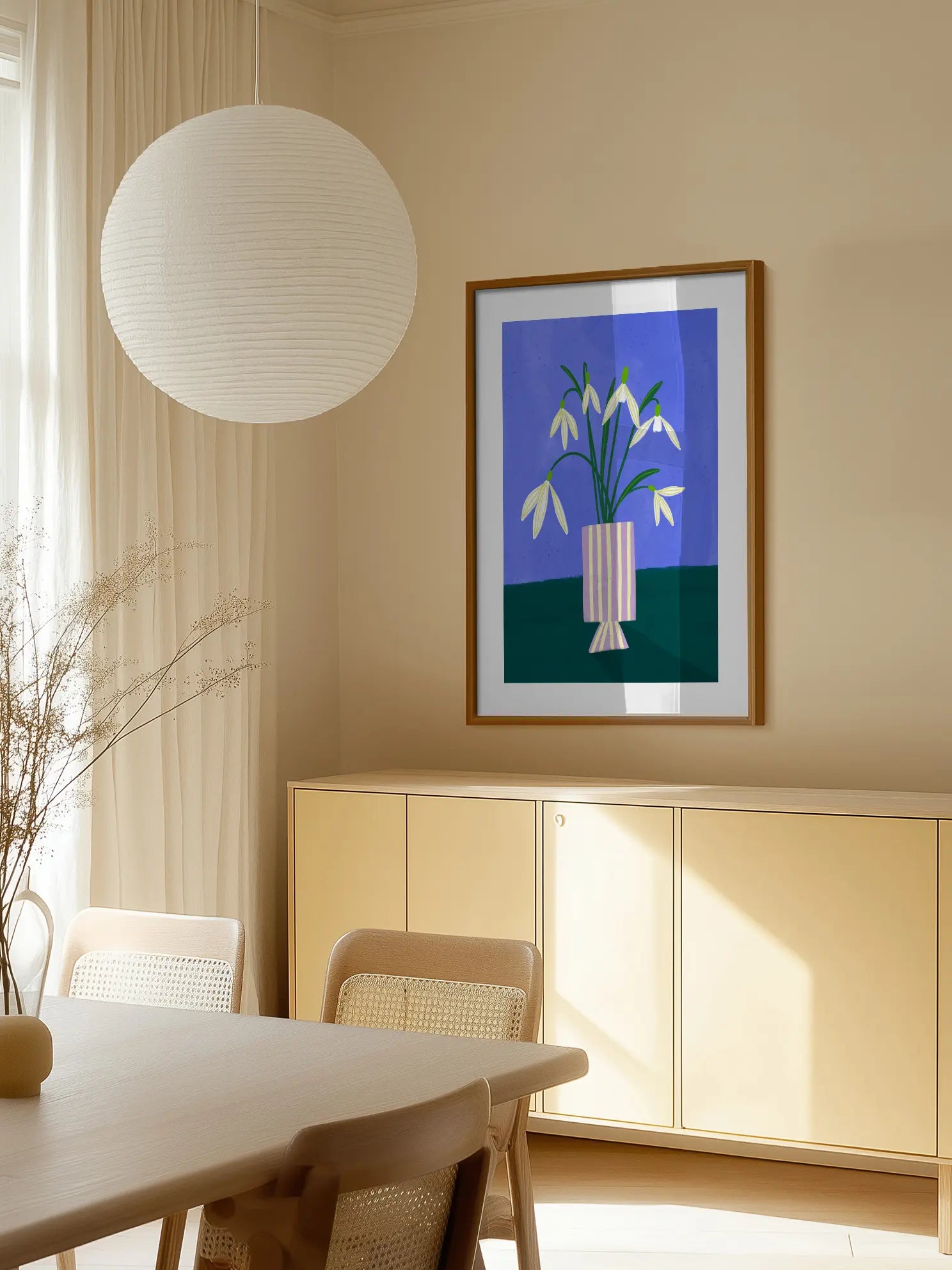 Snowdrops in Stripes Poster