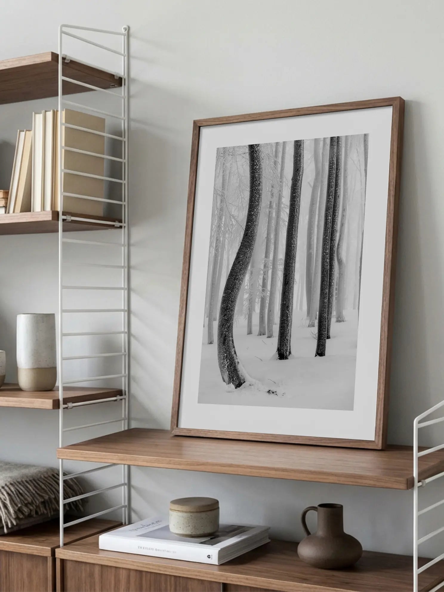 Snowy Forest Shapes Poster