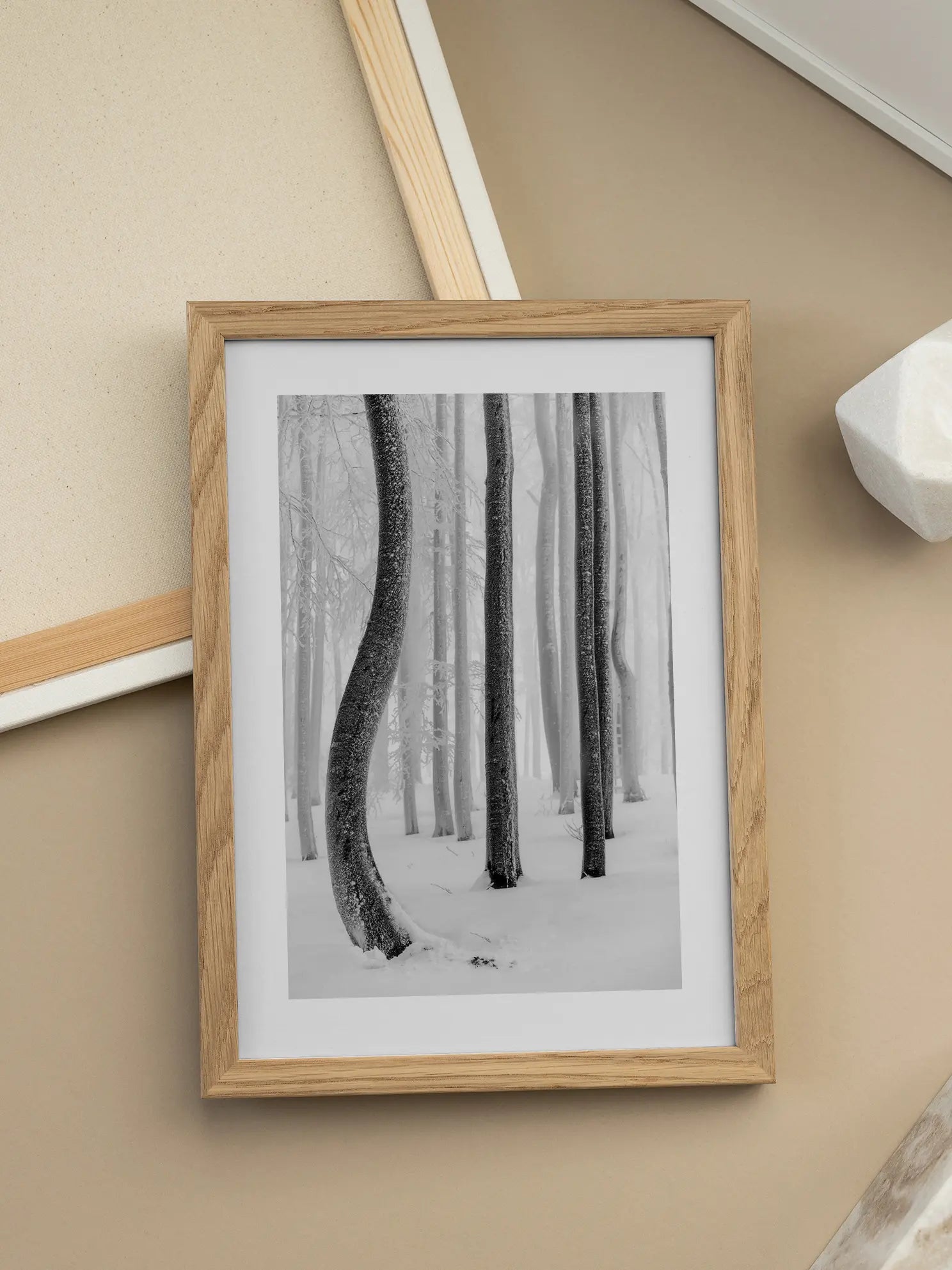 Snowy Forest Shapes Poster