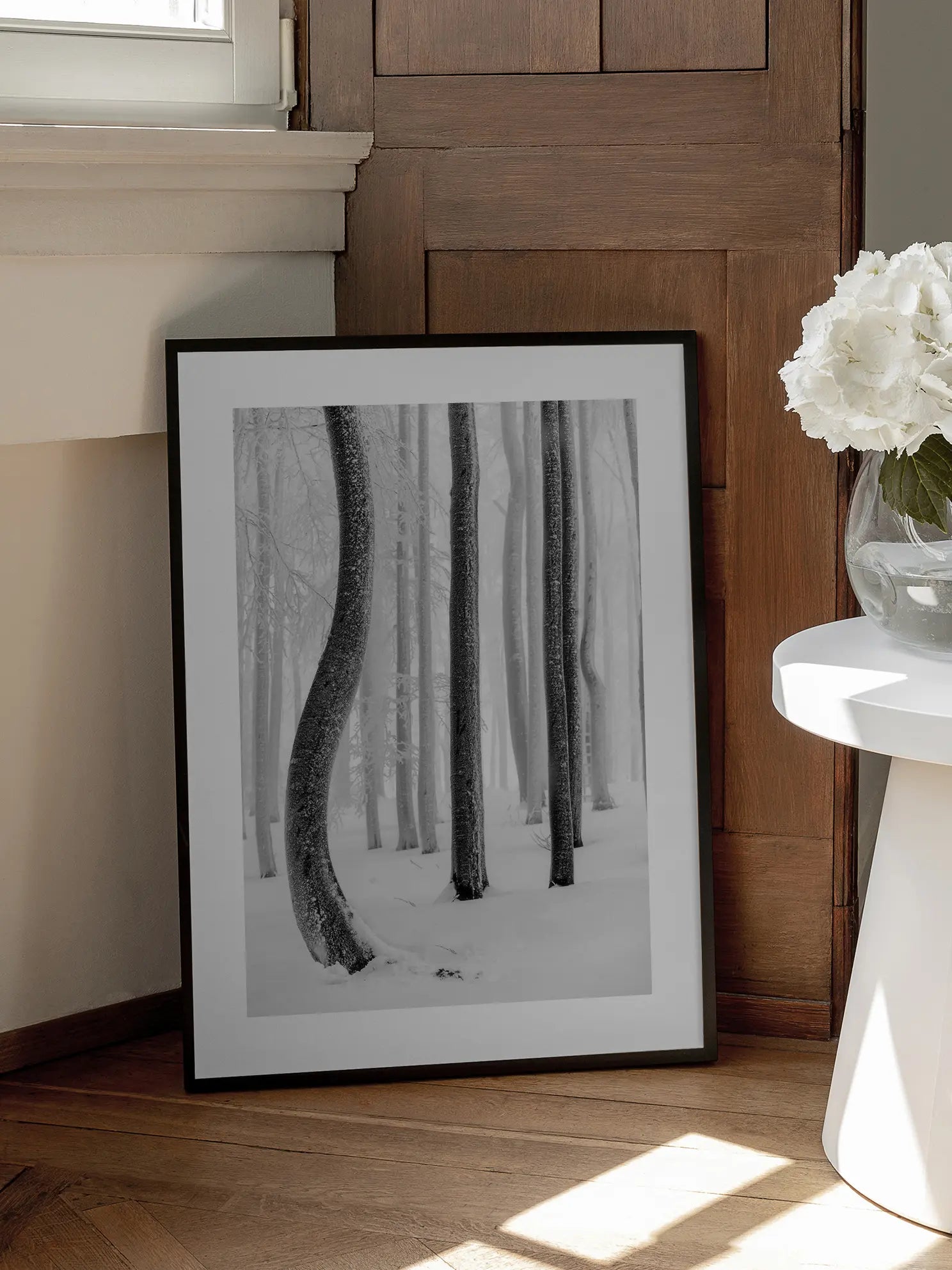 Snowy Forest Shapes Poster