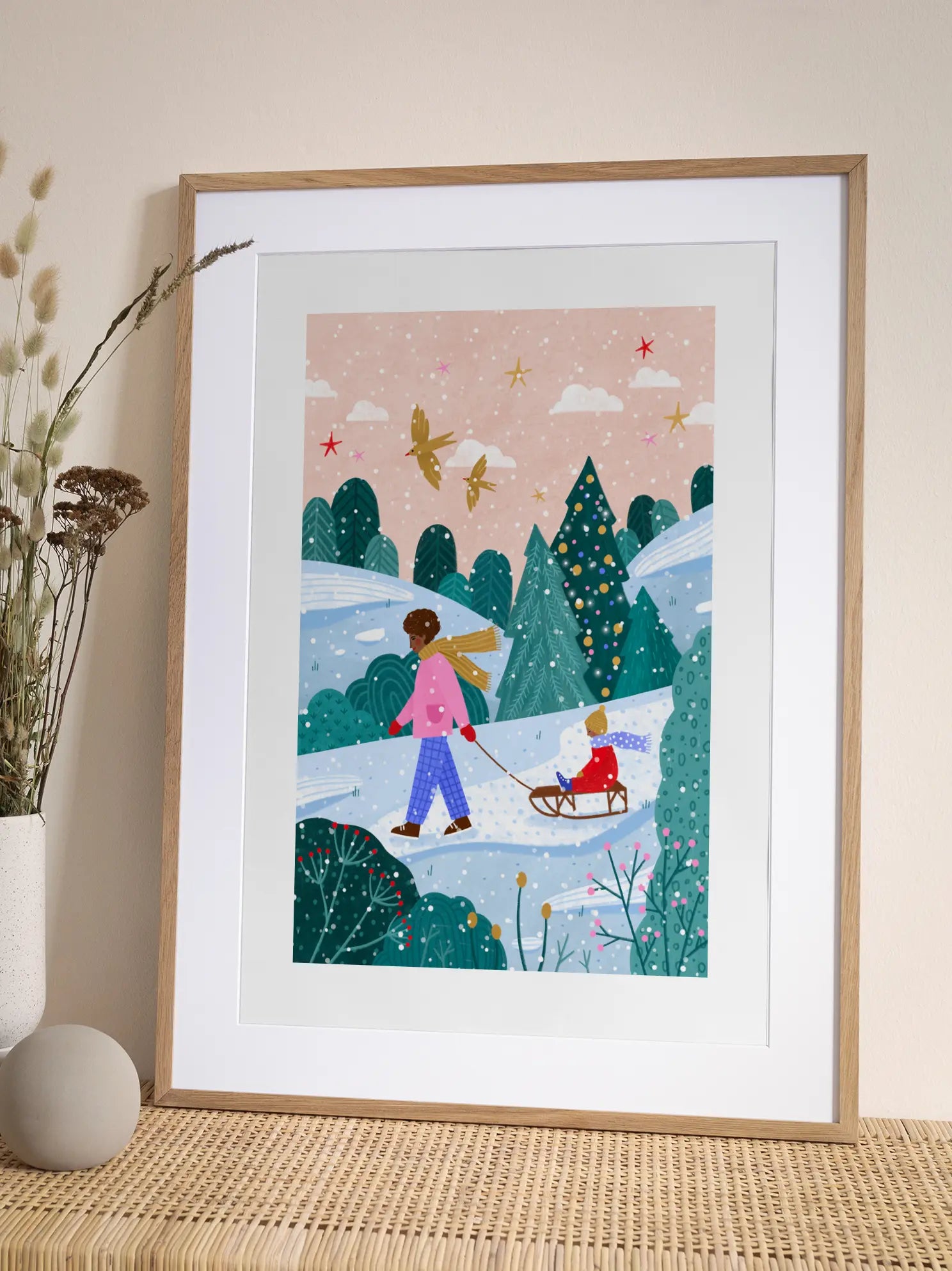 Snowy Sledge Walk Poster
