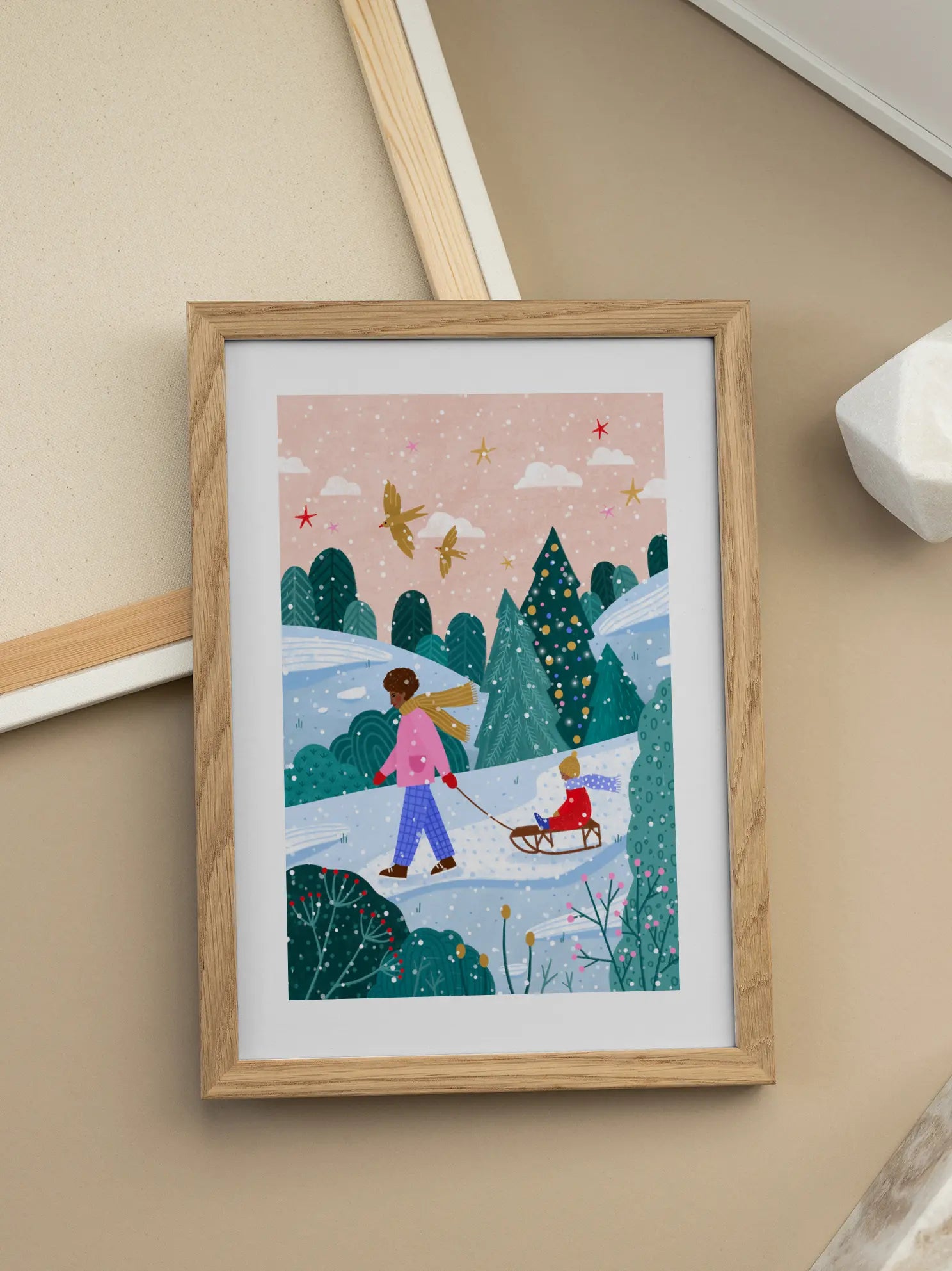 Snowy Sledge Walk Poster