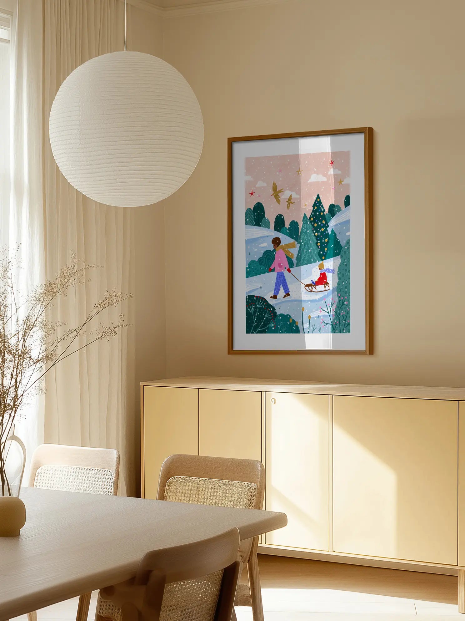 Snowy Sledge Walk Poster