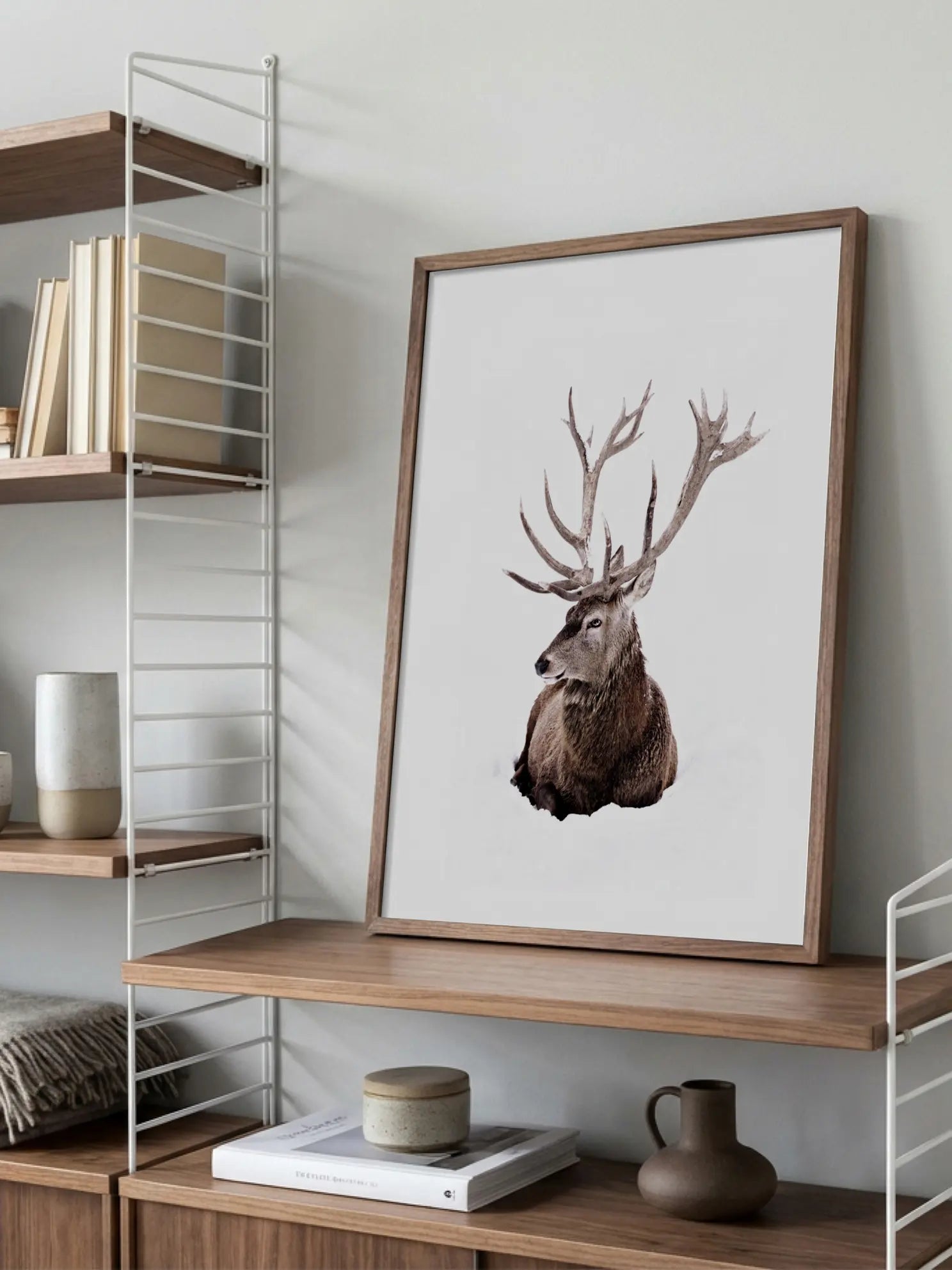 Stag In Snow Poster